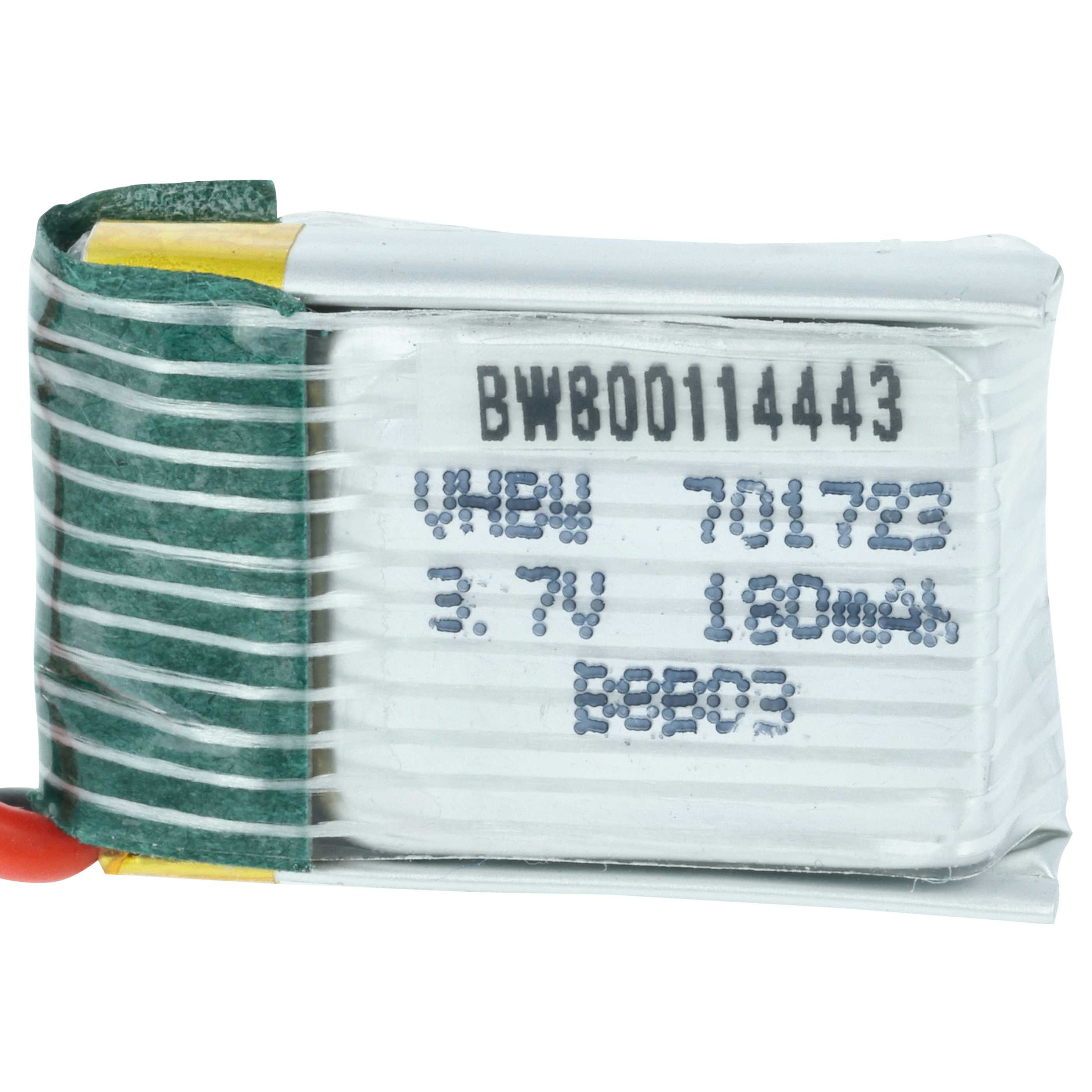 Kompakter Akku mit Beschriftung BW800114443, 3.7V, 180mAh.