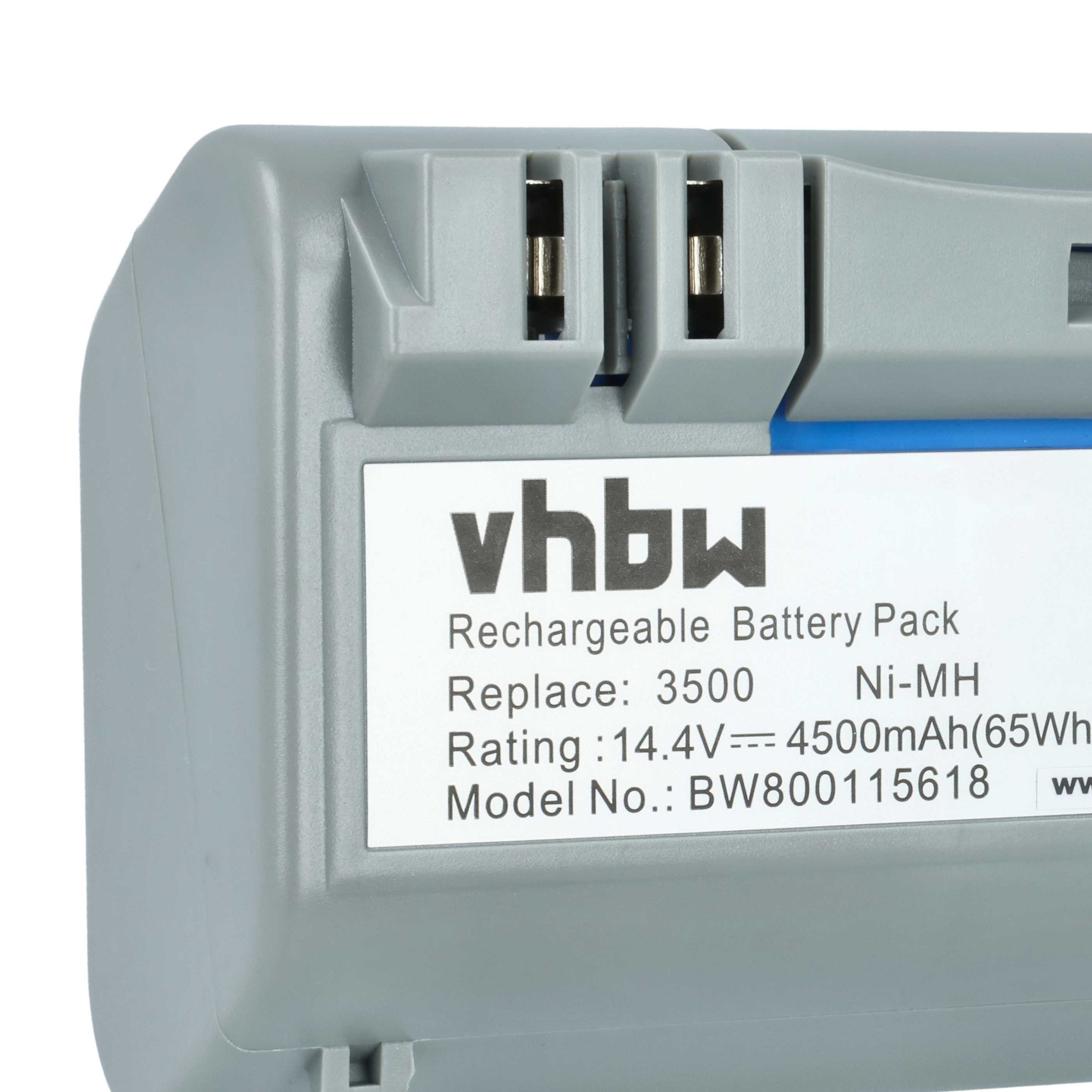 Grauer Akku mit Etikett: vhbw, 14.4V, 4500mAh Ni-MH.