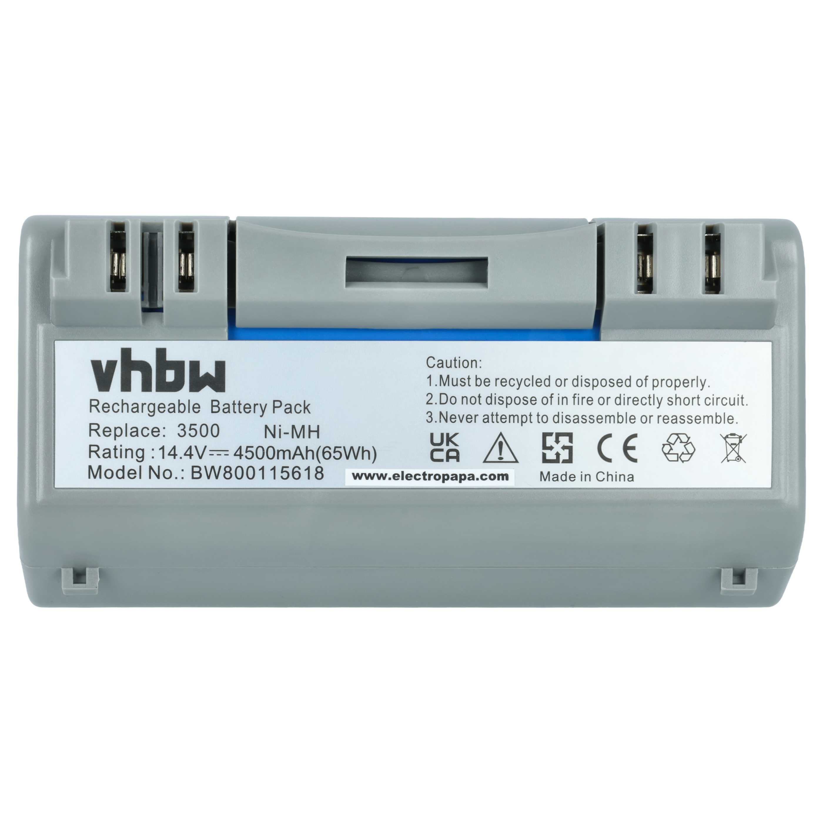 Grauer Akku mit Beschriftung: vhbw, 14.4V, 4500mAh, Made in China.