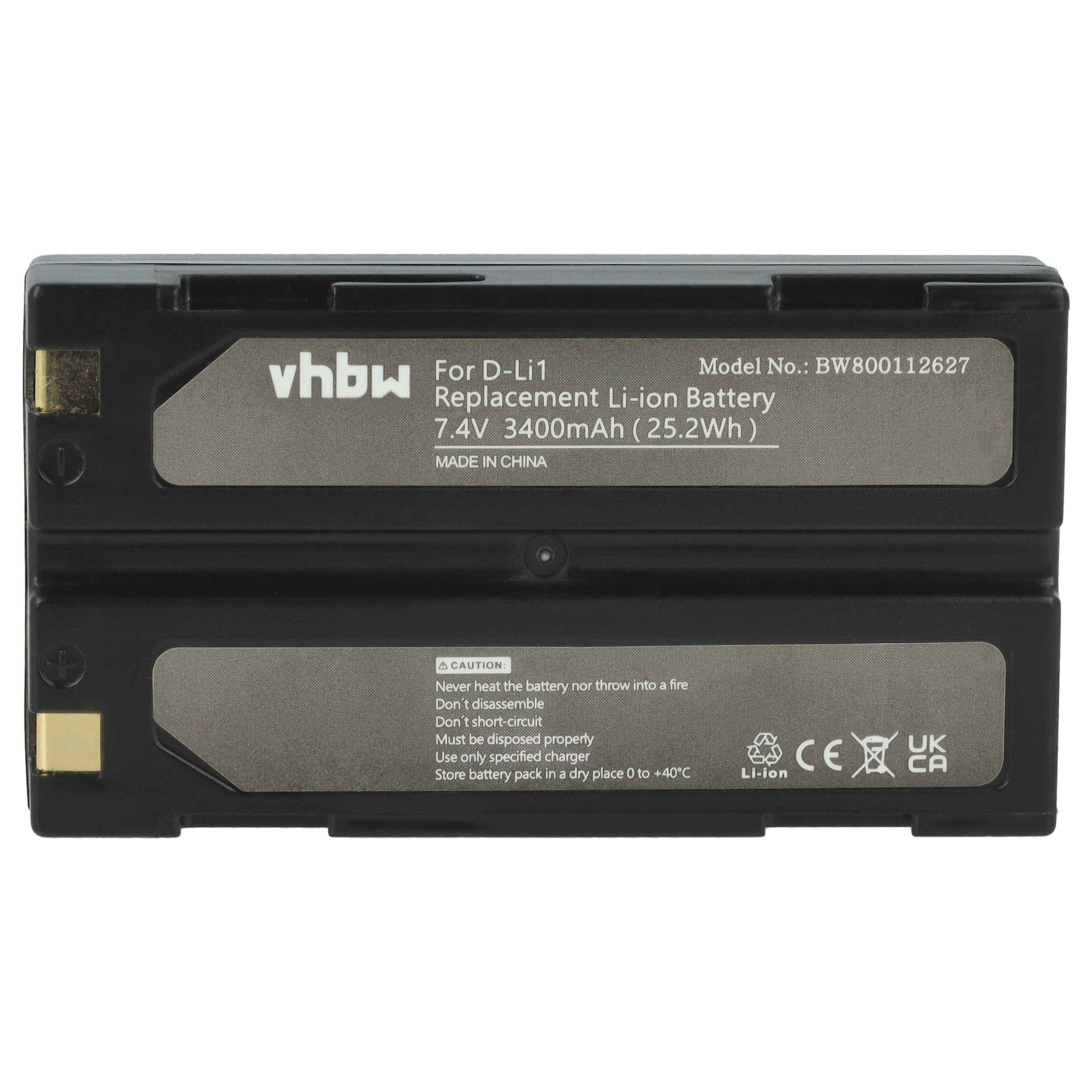 Schwarzer Li-Ion-Akku mit Beschriftung: vhbw, 7.4V 3400mAh.