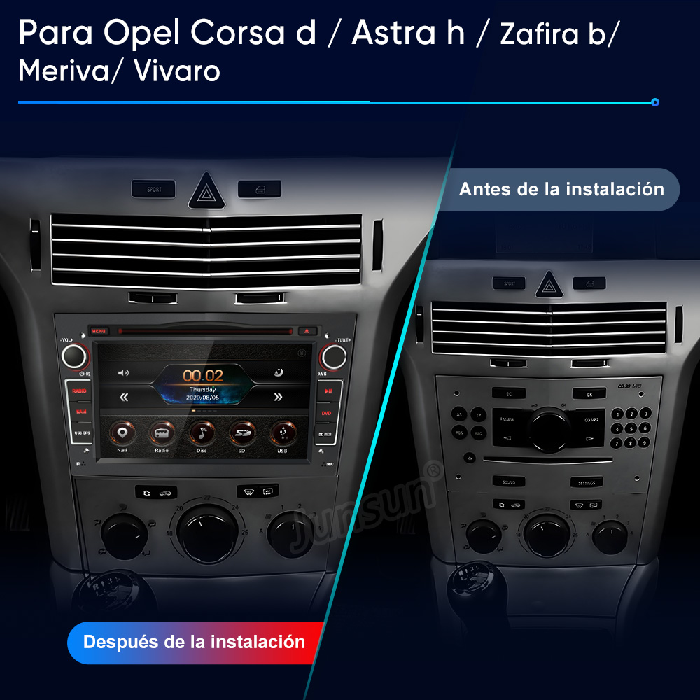Sistema infoentretenimiento Opel: Comparación antes/después, pantalla a la izquierda, sin ella a la derecha.
