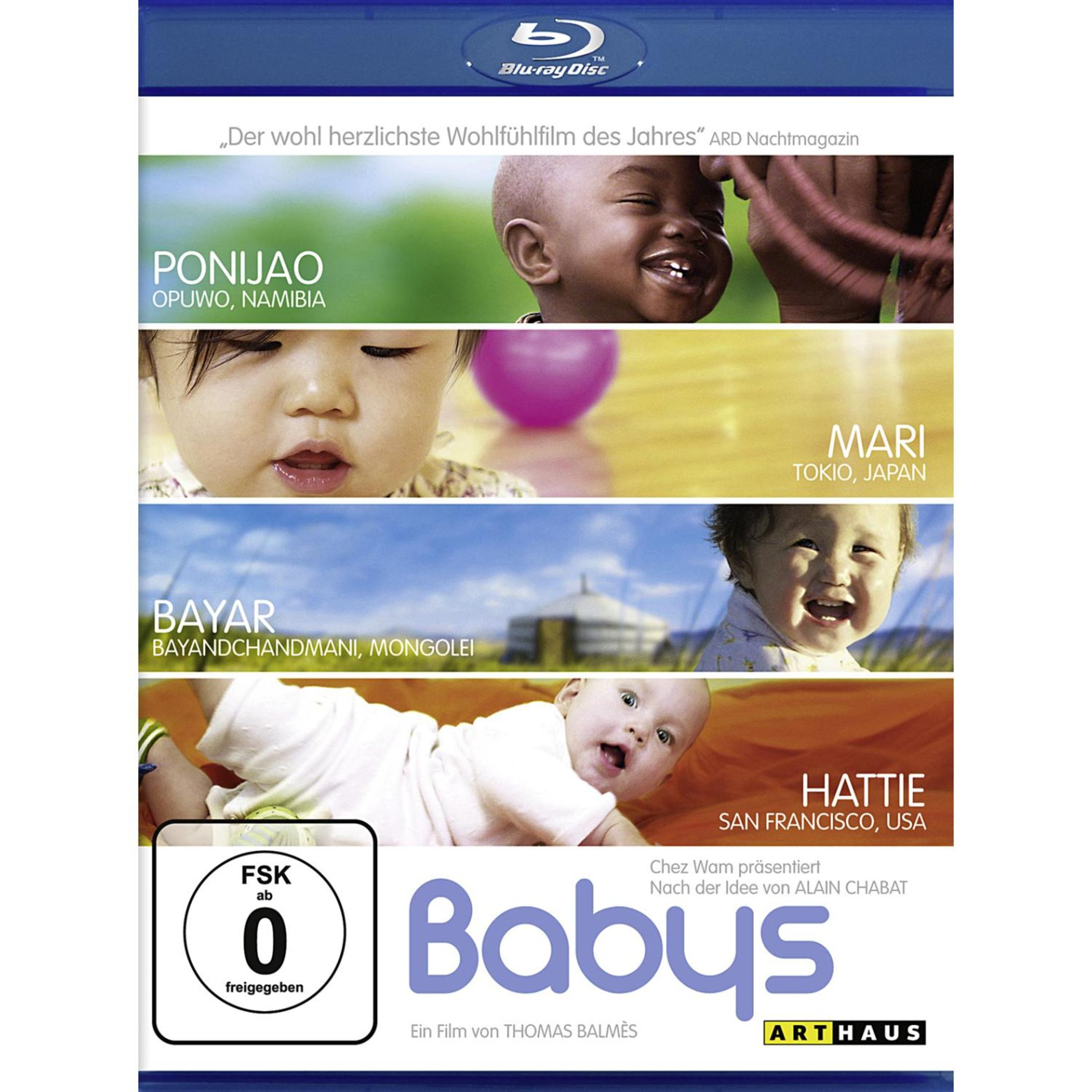 Copertina Blu-ray con quattro ritratti di bambini e il titolo "Babys".