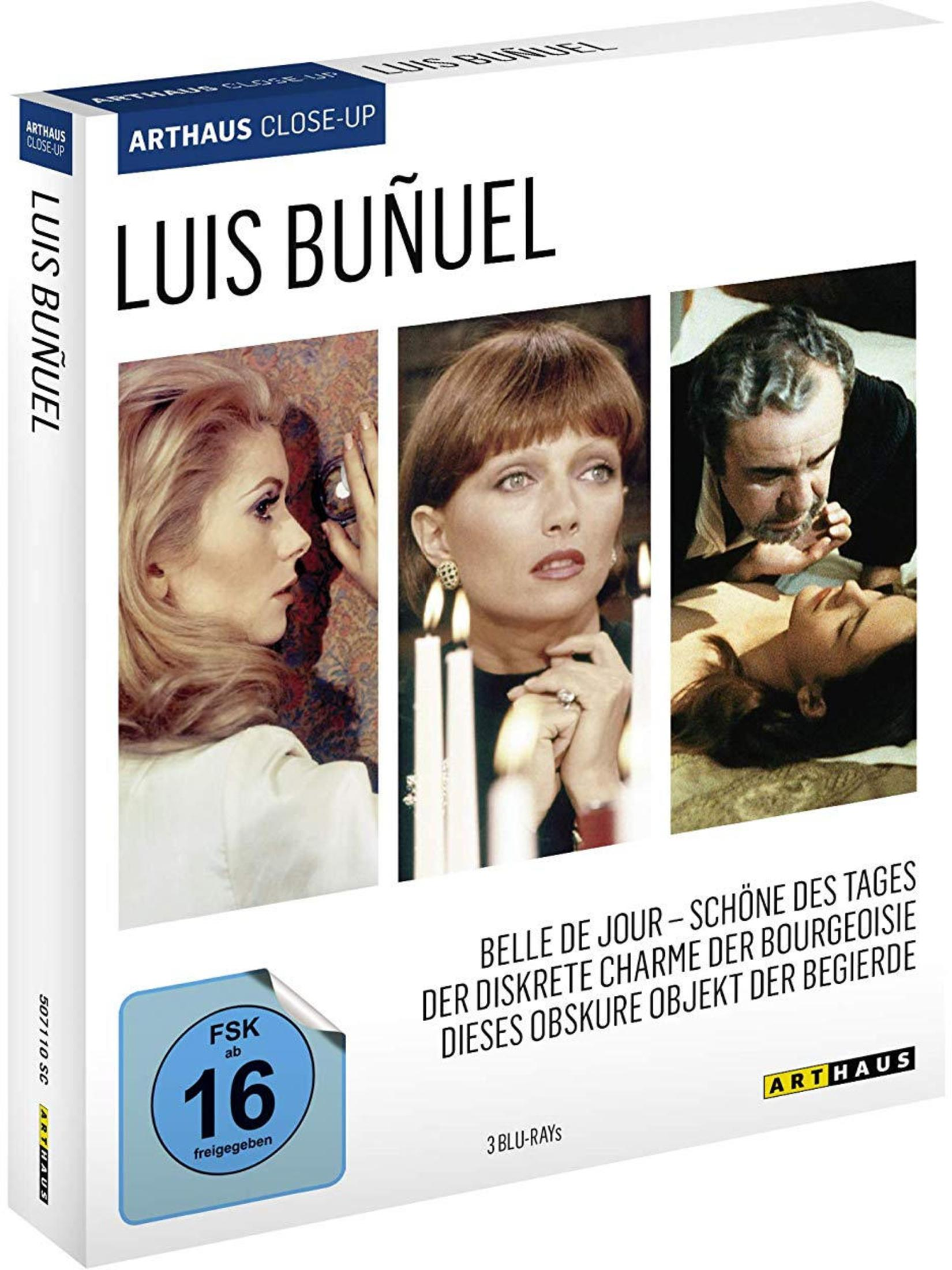 Copertina DVD: Film di Luis Buñuel con tre immagini di scena e sigillo FSK 16.