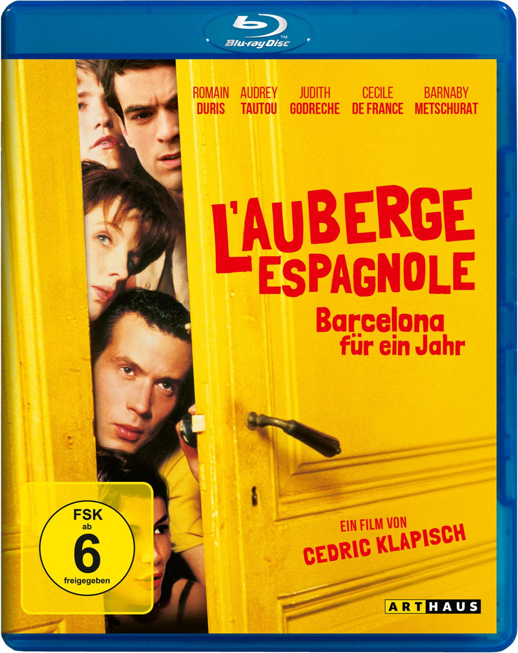 Poster del film L'Auberge Espagnole con cast e titolo su sfondo giallo.