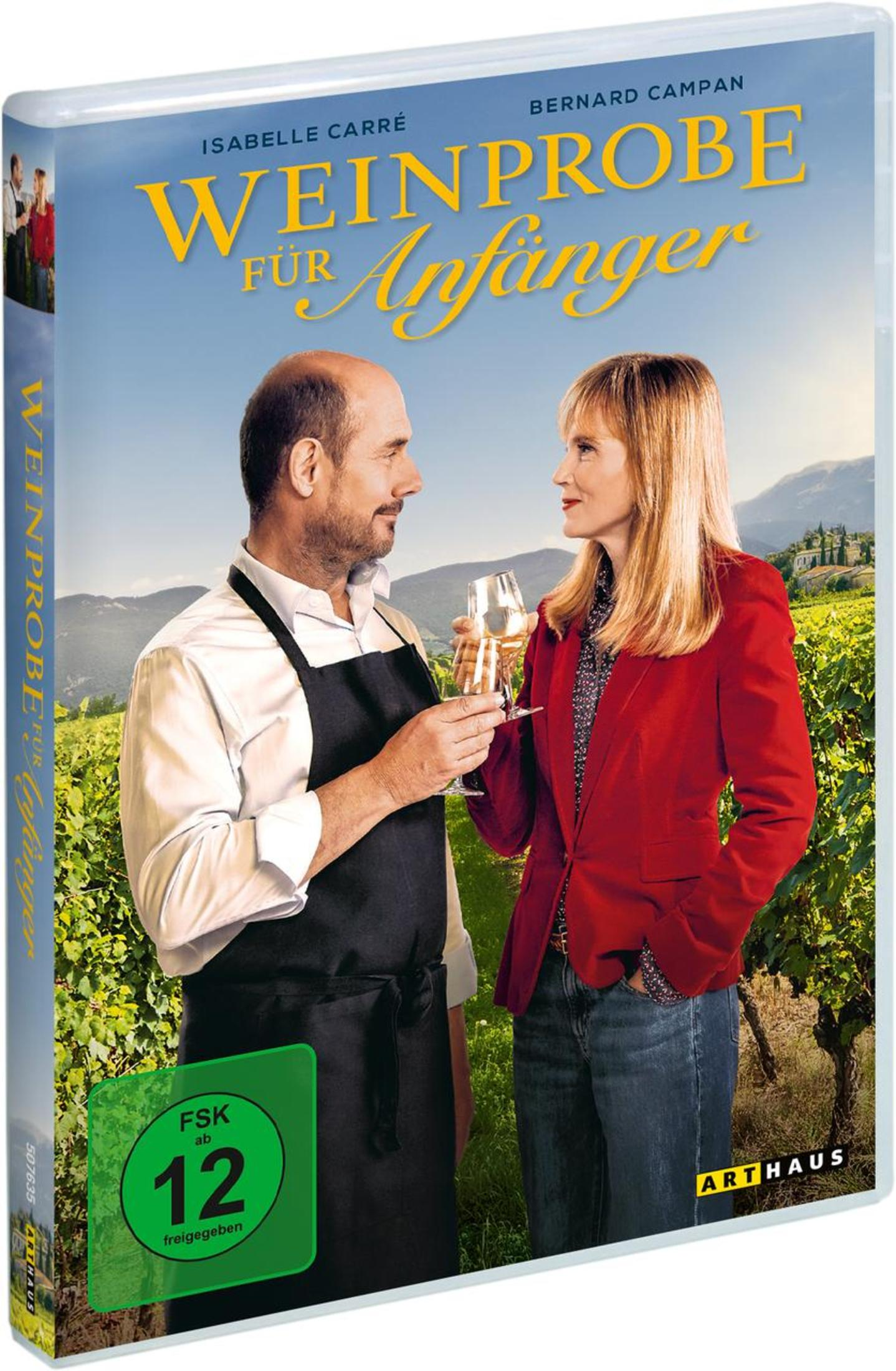 Un uomo e una donna in un vigneto, con in mano bicchieri di vino. Copertina film.