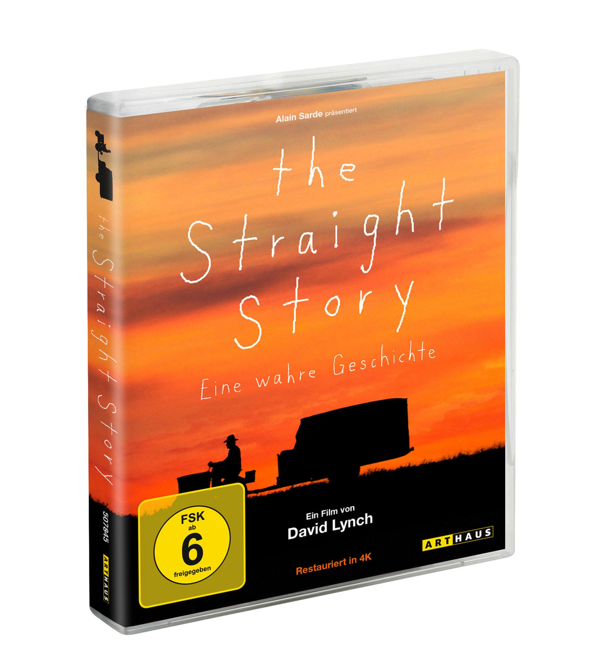 Custodia DVD di 'The Straight Story' con silhouette di uomo e camion al tramonto.