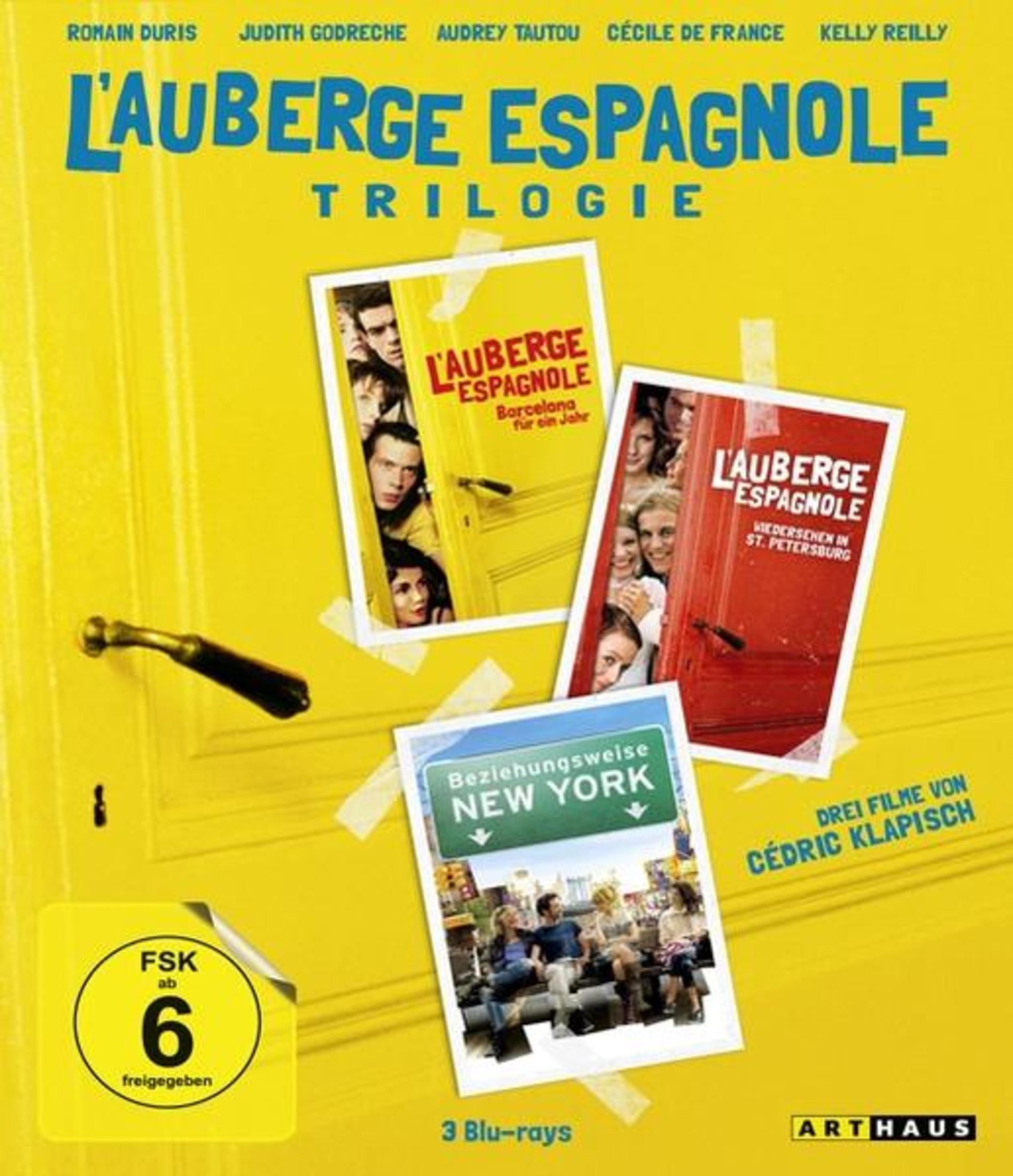 Filmplakat für L'Auberge Espagnole Trilogie mit Schauspielernamen.