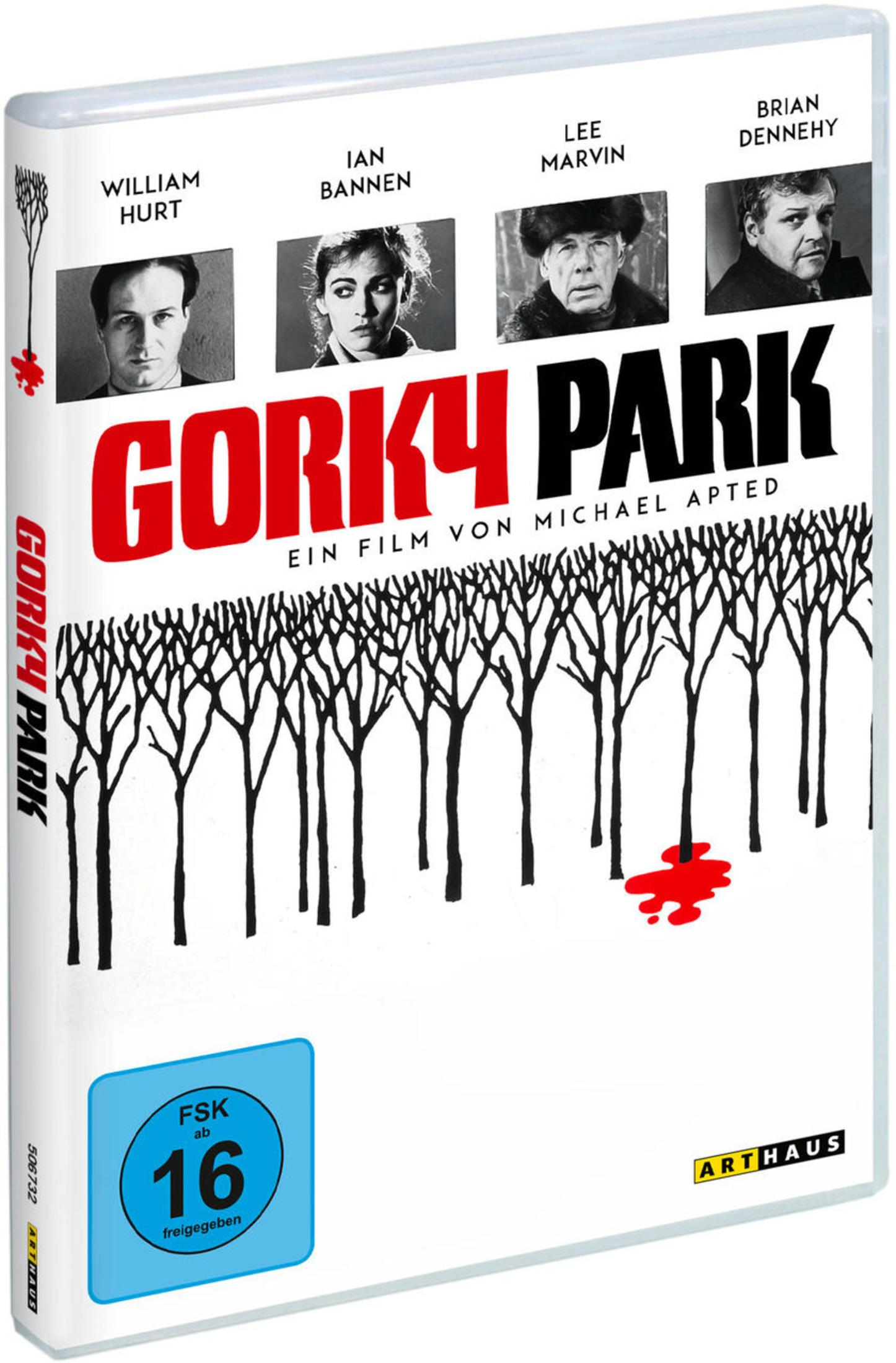 Copertina DVD Gorky Park: Ritratti di Hurt, Bannen, Marvin, Dennehy. Titolo rosso.