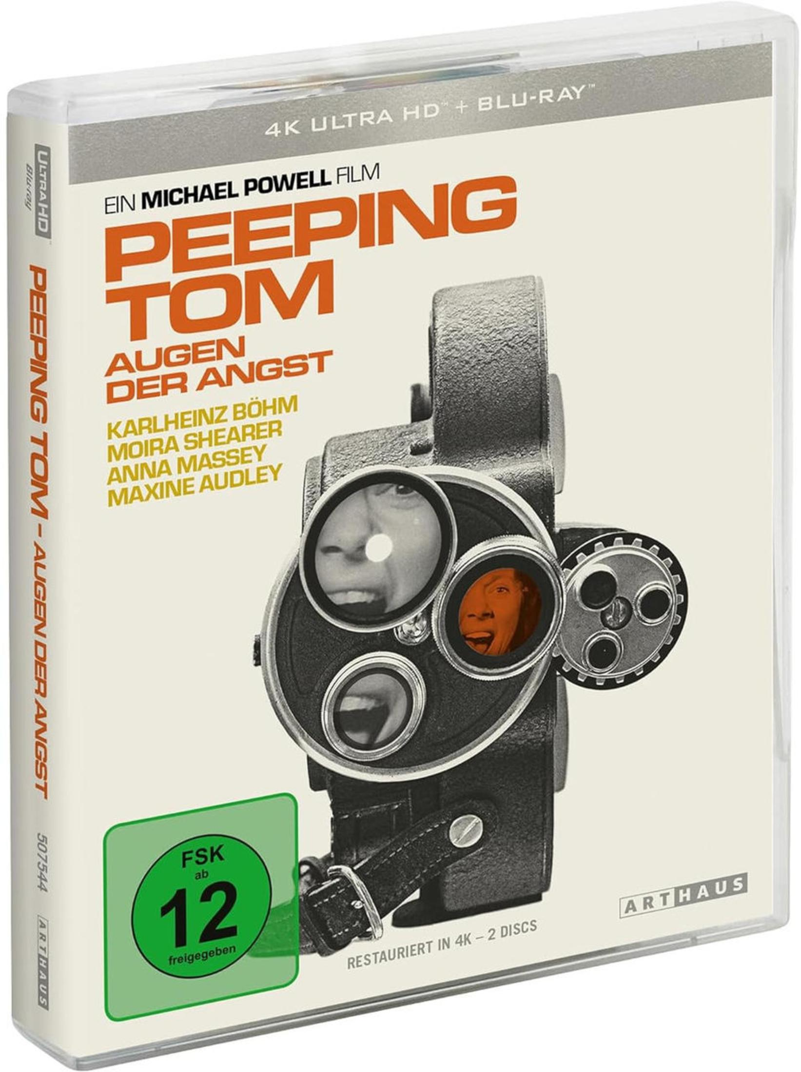 Custodia Blu-ray 4K Peeping Tom con poster del film e logo FSK 12.