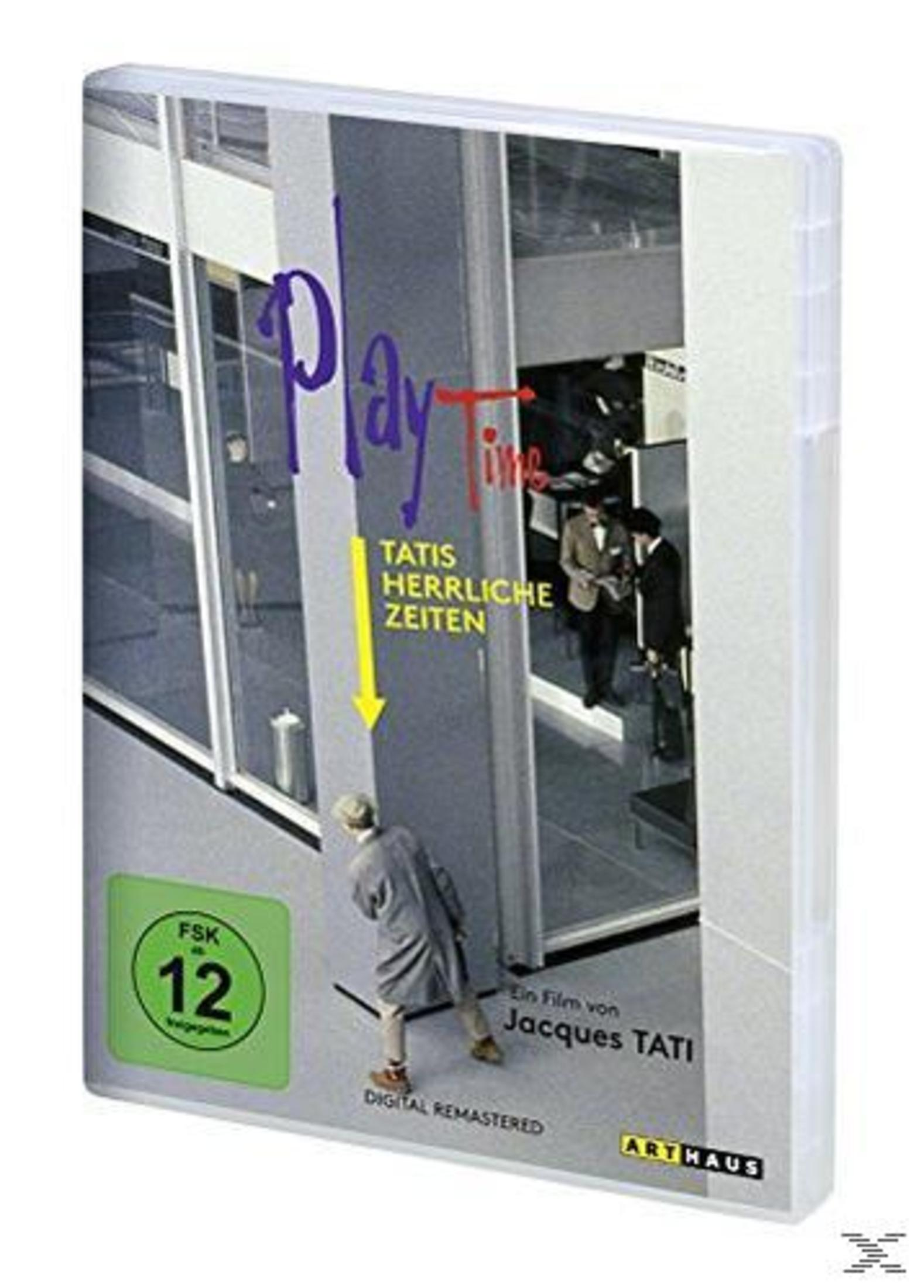 DVD-Hülle von "Playtime" mit FSK 12 Siegel und Schriftzug von Jacques Tati.