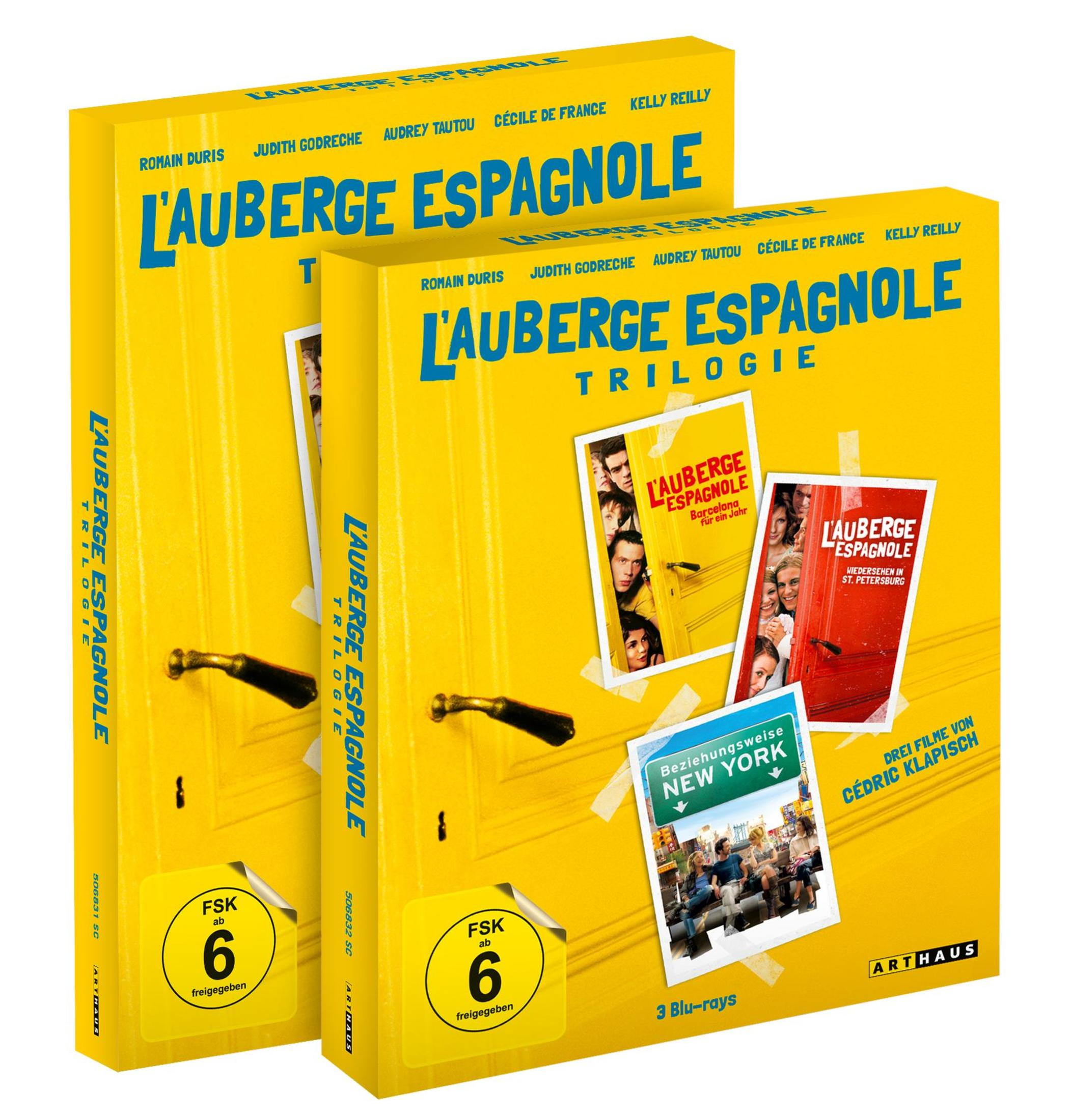 Zwei gelbe Blu-ray-Hüllen mit Filmtiteln und Besetzungslisten. FSK 6 Siegel.