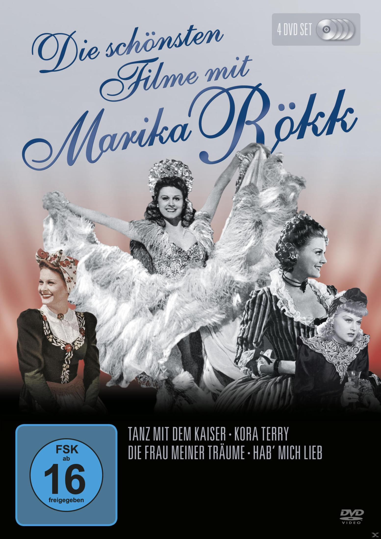 DVD-Cover: Vier Frauen in historischen Kostümen, Titel: Die schönsten Filme mit Marika Rökk.