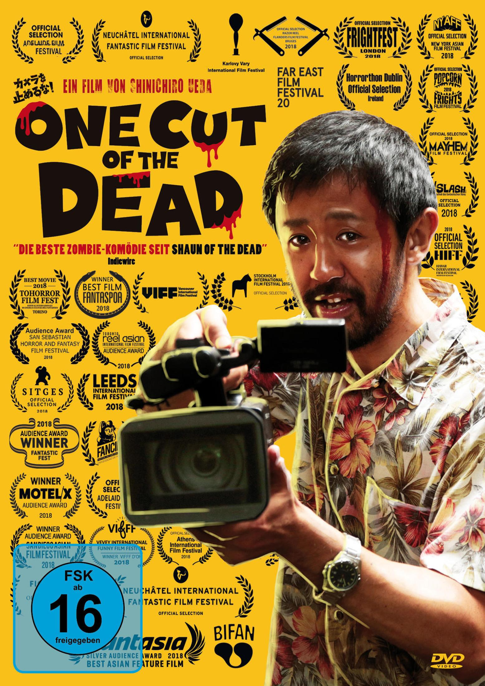 Poster del film: Uomo con telecamera, titolo "One Cut of the Dead", molti premi.