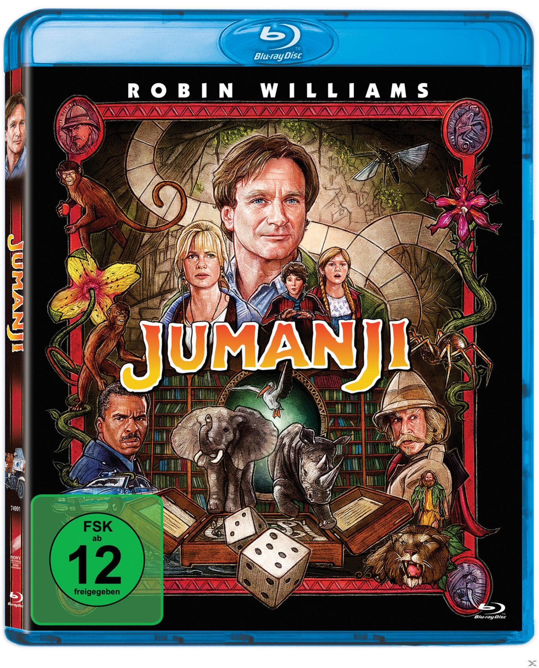 Copertina Blu-ray Jumanji: Robin Williams, animali, dadi e tabellone.