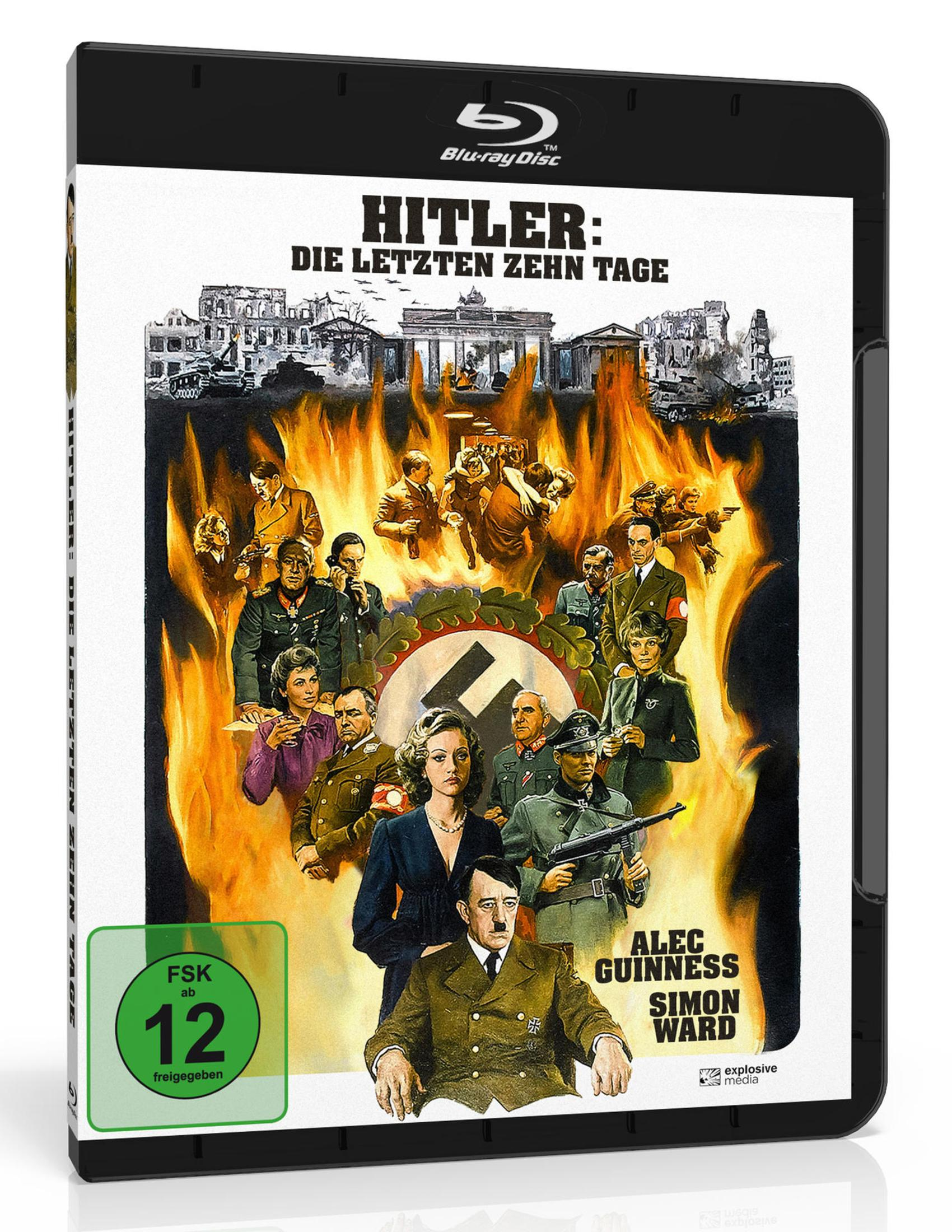 Blu-ray Hülle mit Flammen, Hitler und Offizieren, zerstörte Gebäude im Hintergrund.
