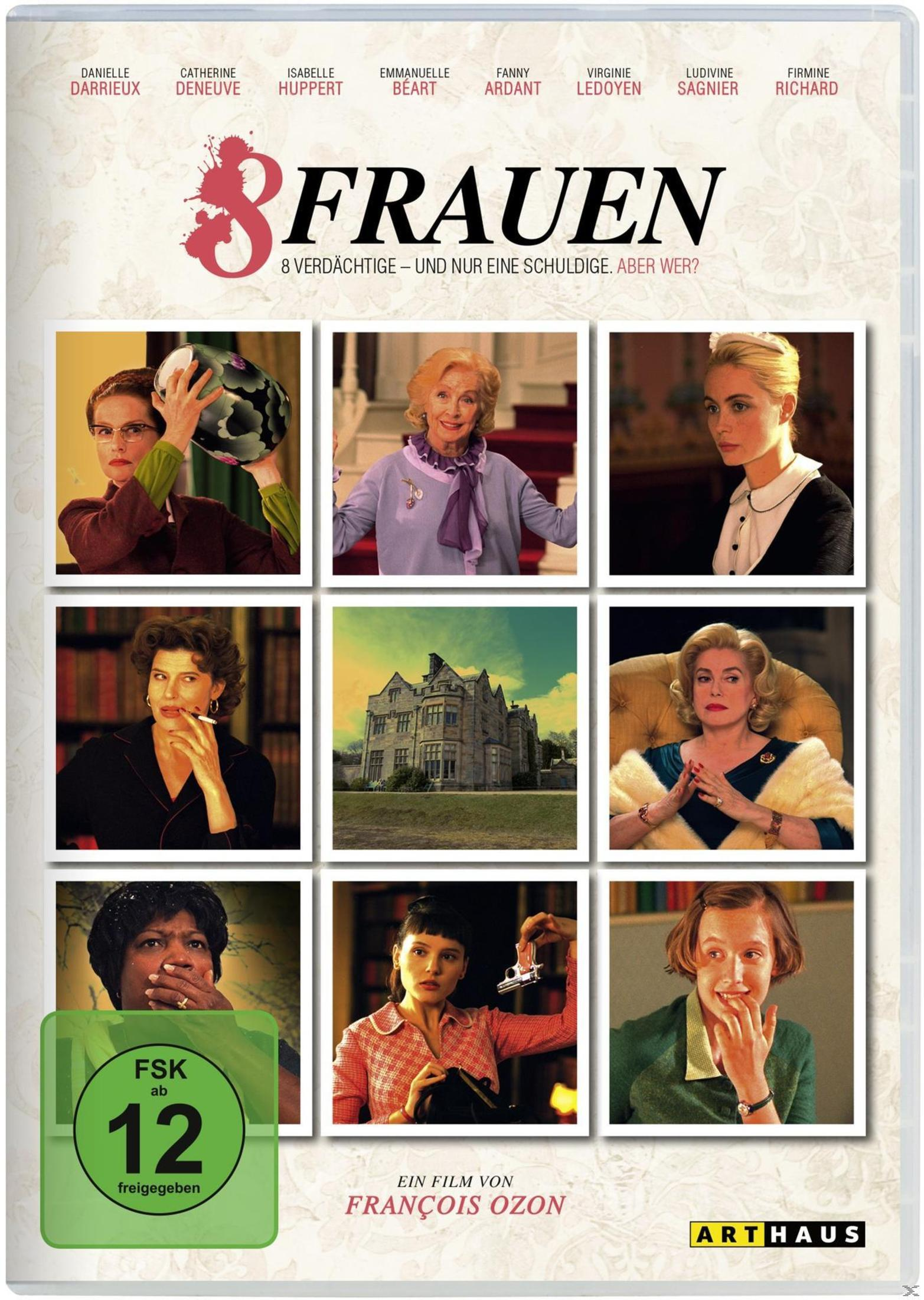 Poster del film con 9 ritratti di attrici, titolo "8 Donne", logo FSK.