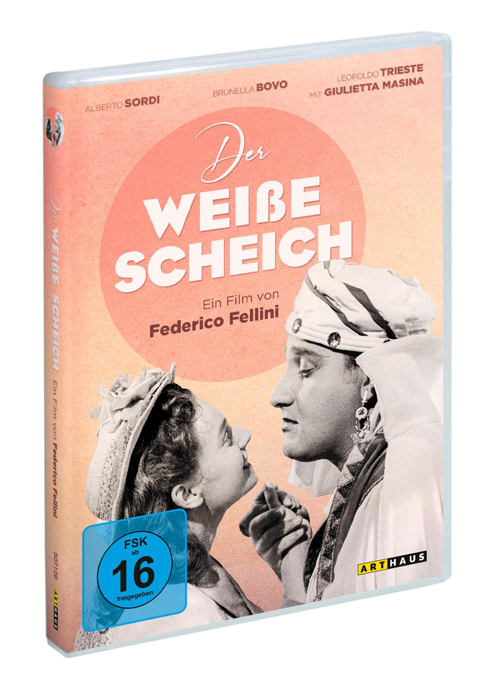 Copertina DVD de 'Lo sceicco bianco' con Alberto Sordi e Giulietta Masina.