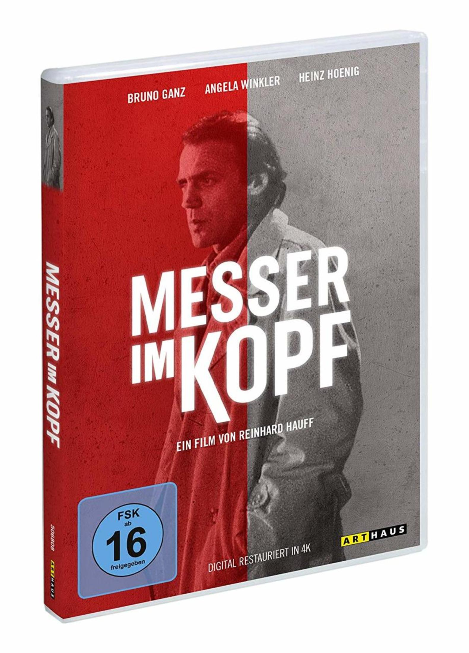 Copertina DVD: "Messer im Kopf" con Bruno Ganz, divisa rosso/grigio.