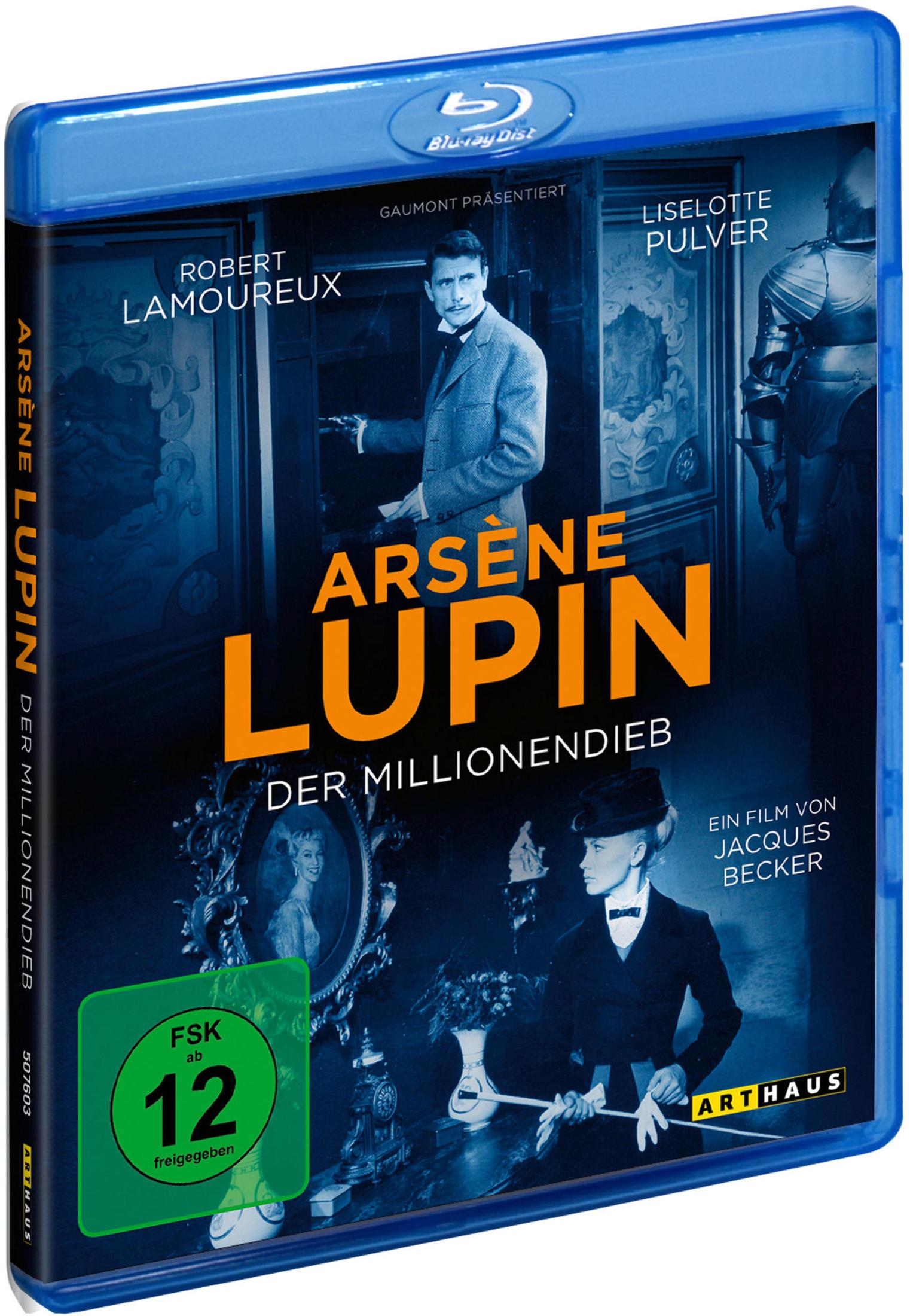 Blu-ray Cover: Arsène Lupin, ein Mann im Anzug, und eine Frau mit Hut und Handschuhen.