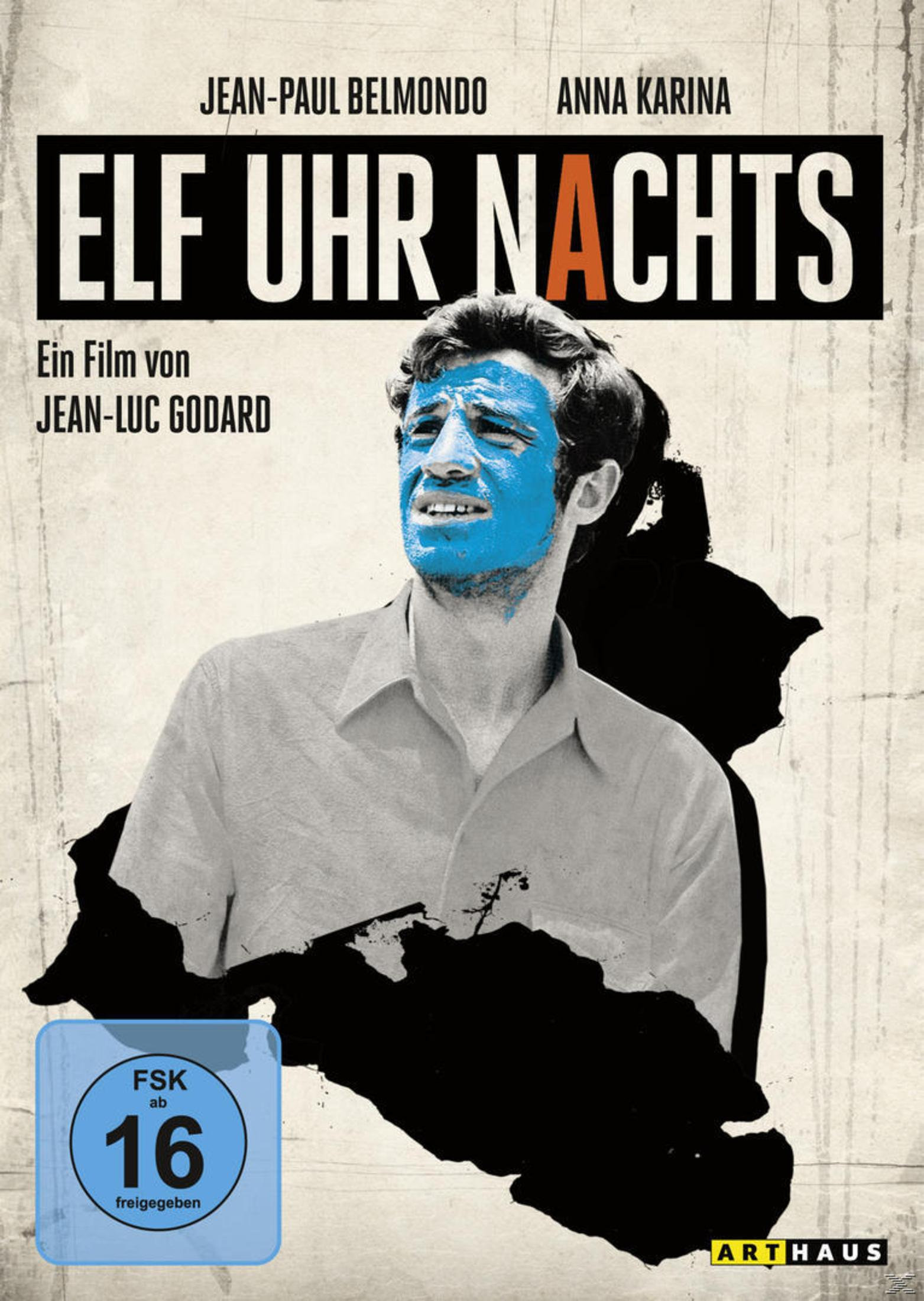 Filmplakat: Jean-Paul Belmondo mit blauer Farbe im Gesicht.