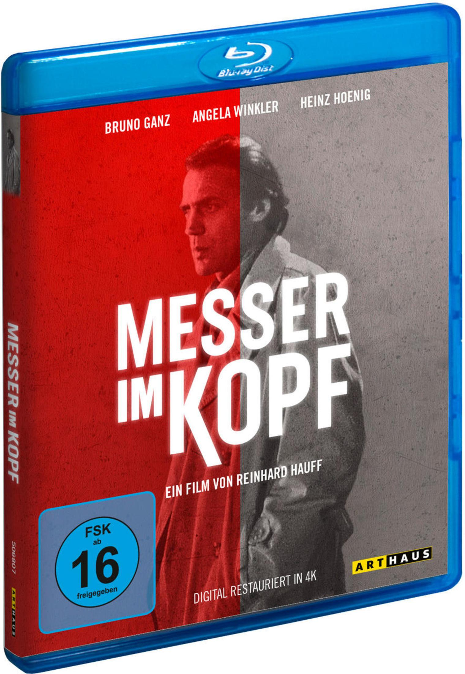 Copertina Blu-ray "Messer im Kopf" con Bruno Ganz, bollino FSK 16.