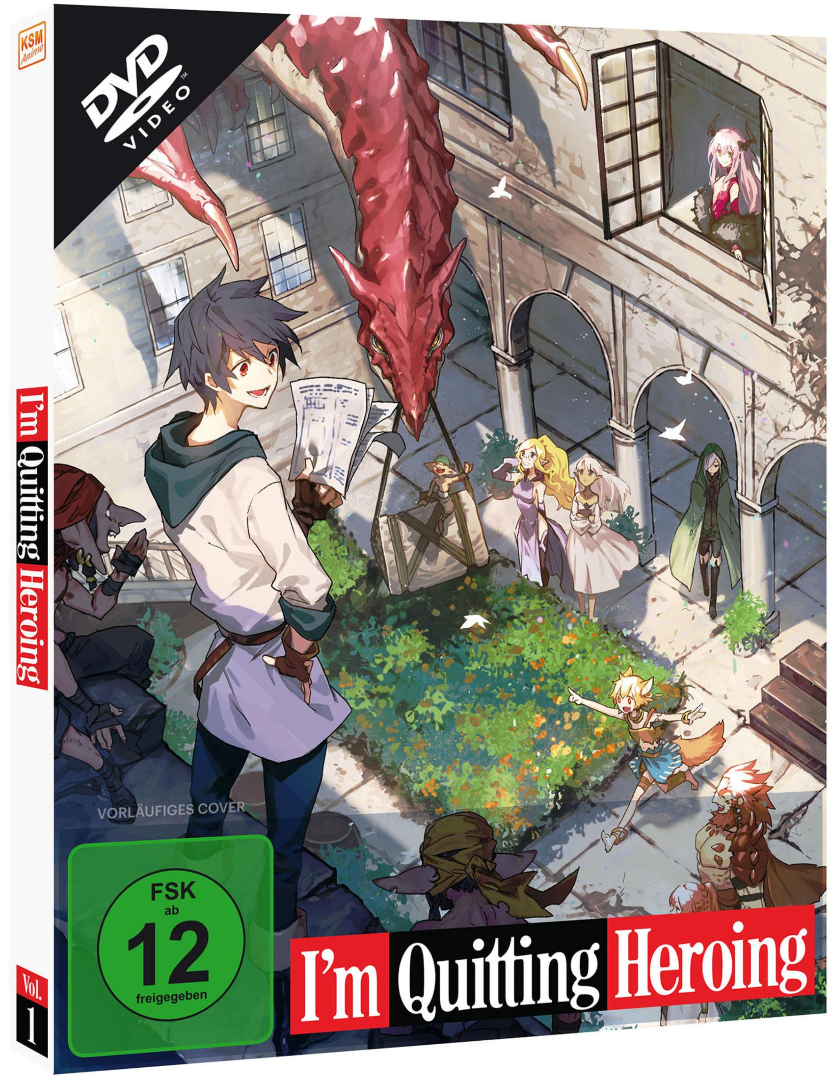 Copertina DVD anime con drago, giovani uomini e donne in un ambiente esterno architettonico.