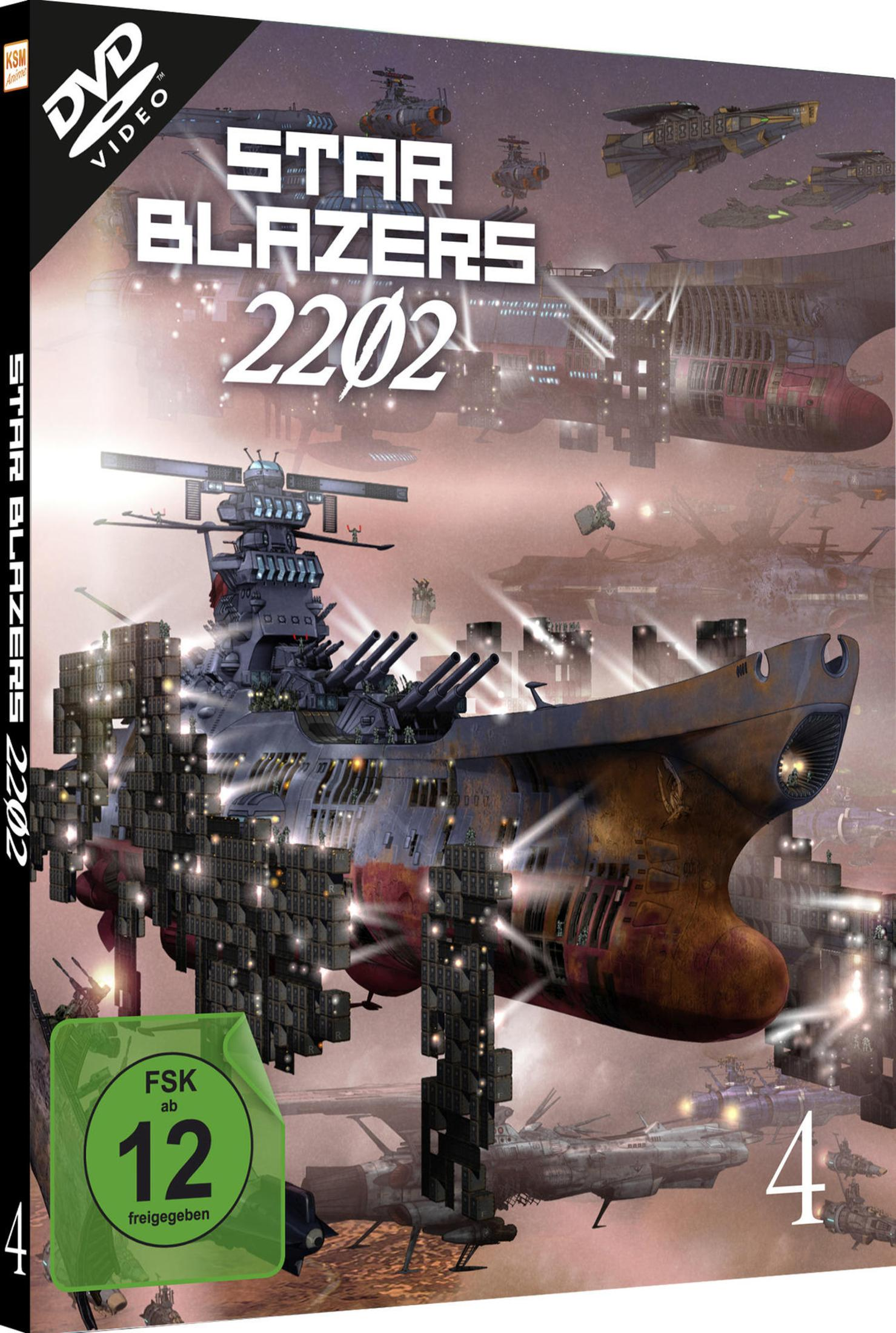 Copertina DVD con astronavi, titolo 'Star Blazers 2202'.
