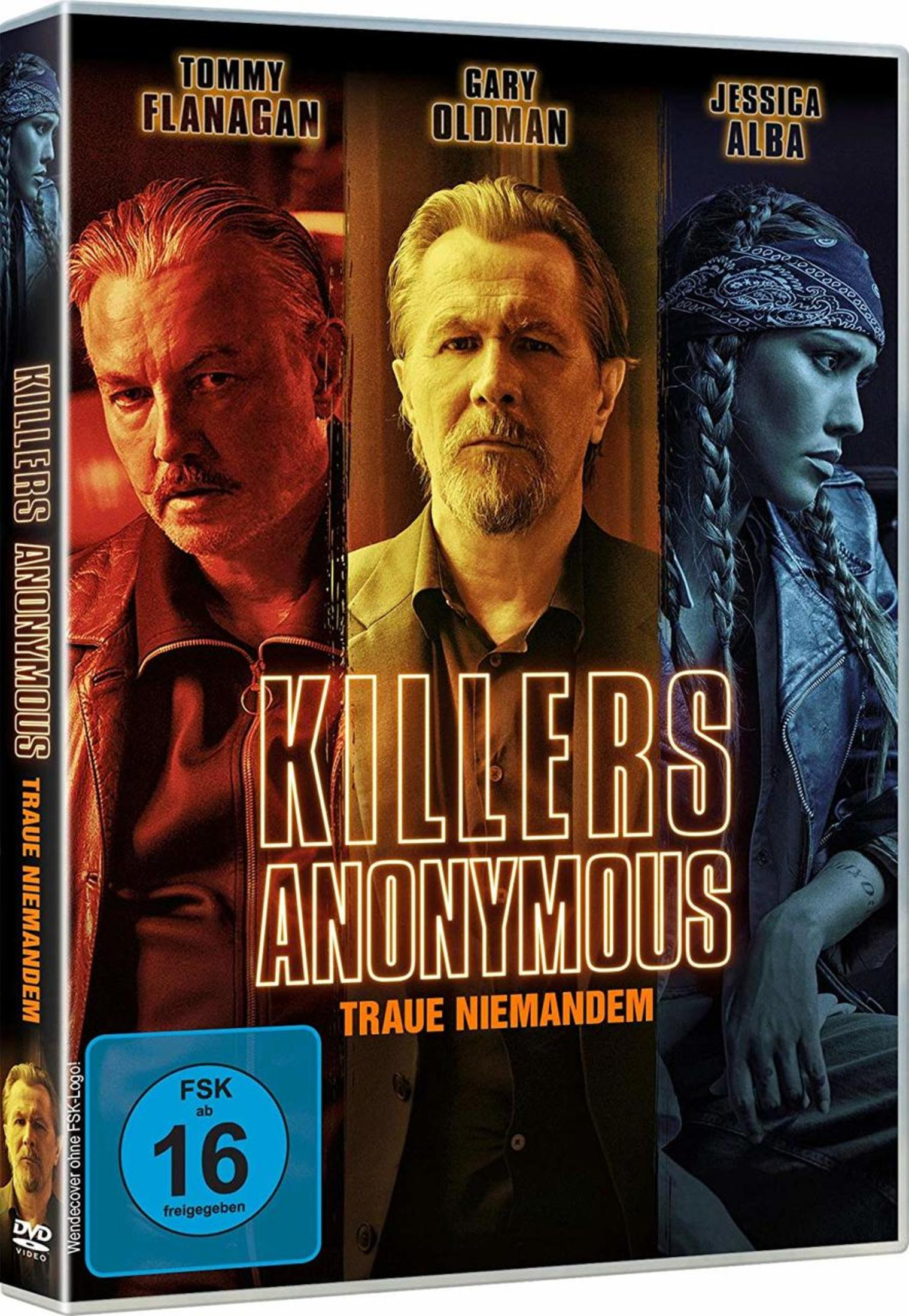 Copertina DVD con Tommy Flanagan, Gary Oldman, Jessica Alba. Scritto "Killers Anonymous".