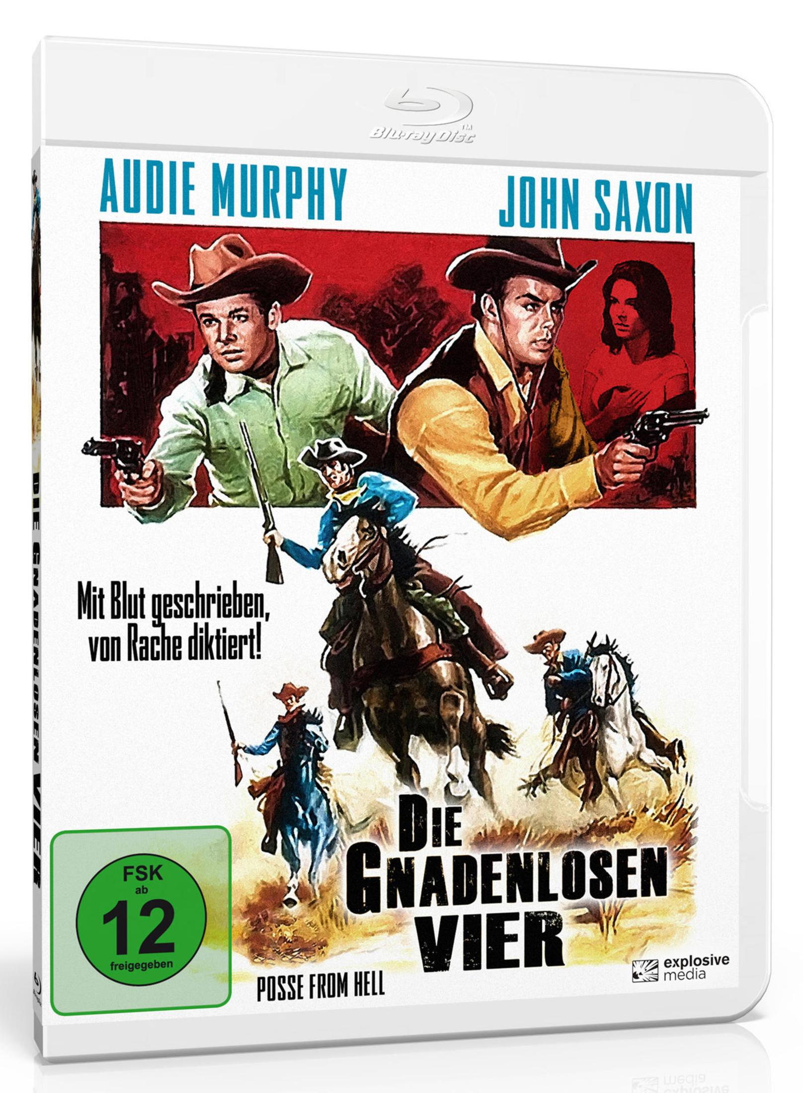 Copertina film western: Audie Murphy e John Saxon, uomini a cavallo.