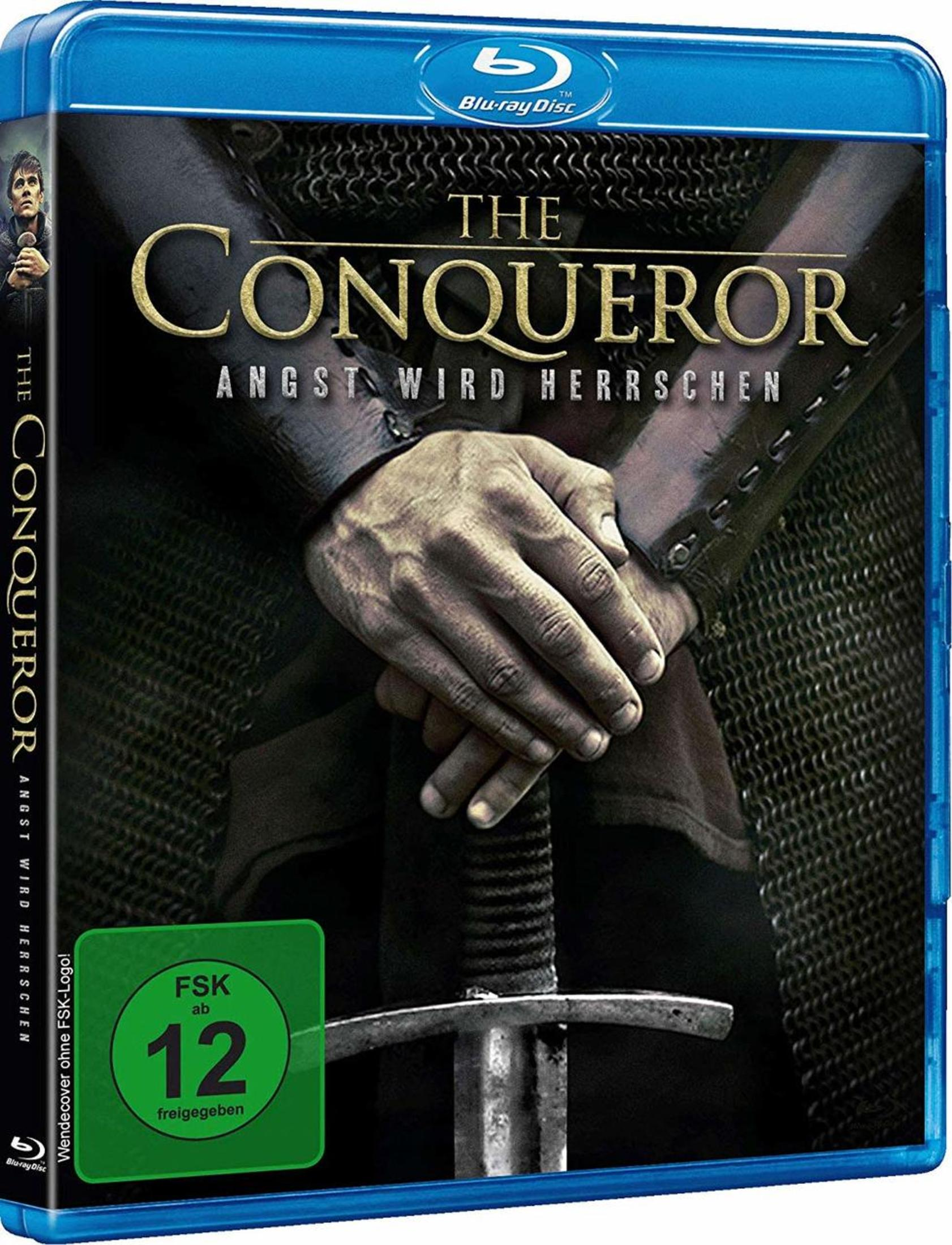 Copertina Blu-ray: "The Conqueror", uomo in cotta di maglia con spada. FSK 12.