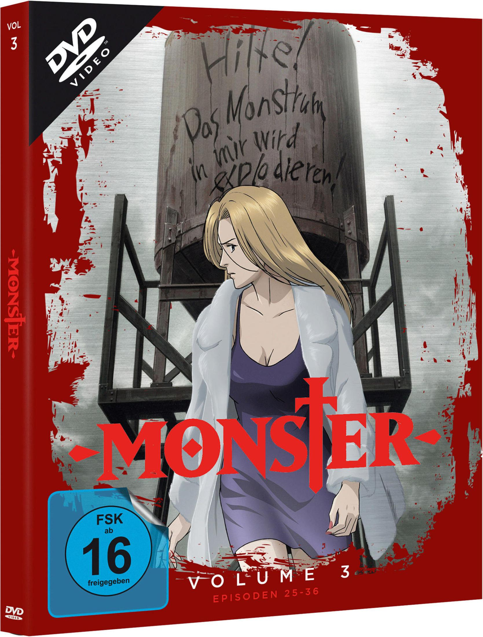 Copertina DVD Monster Vol. 3 con Anna e torre dell'acqua. FSK 16.
