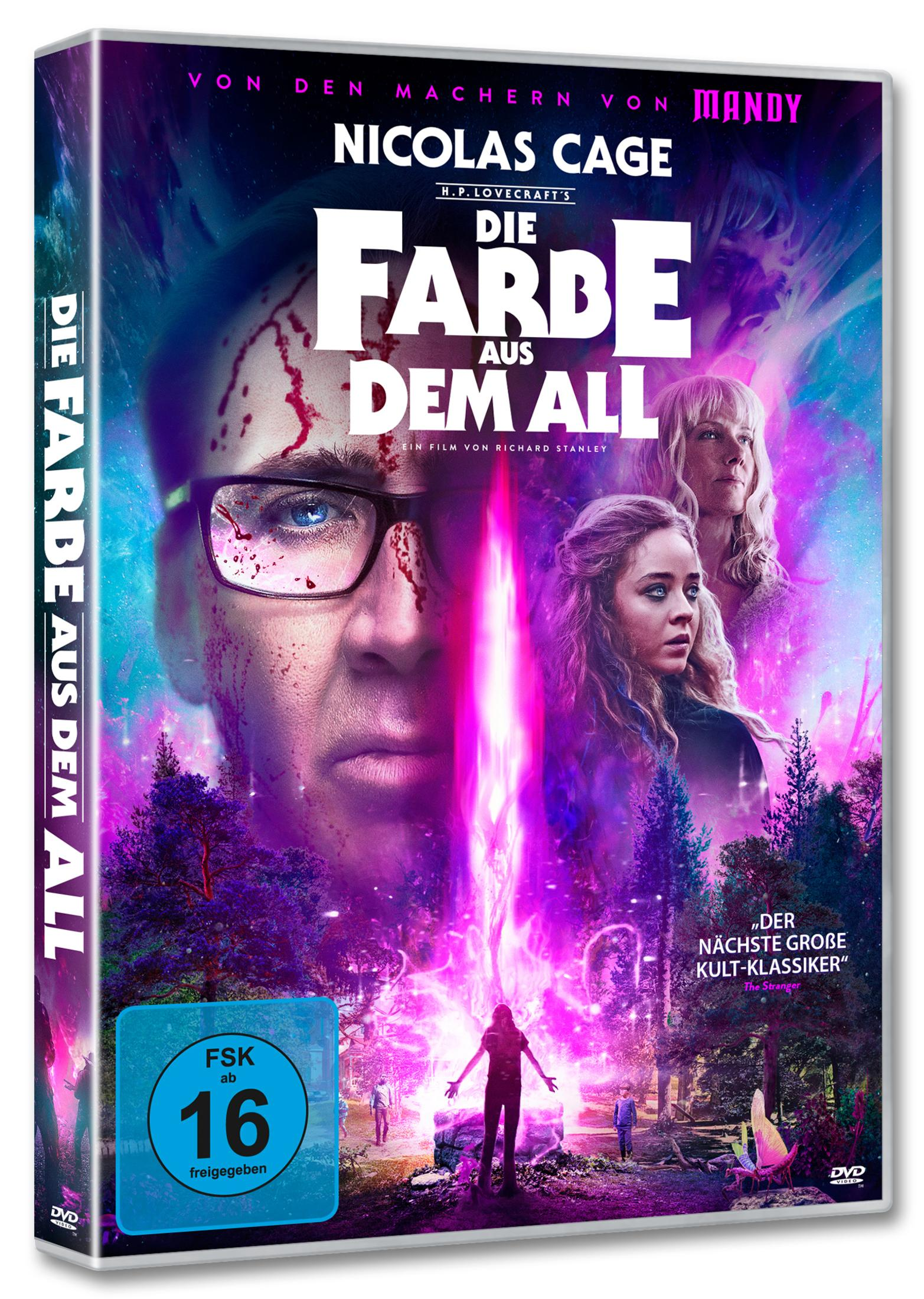 Copertina DVD: Nicolas Cage, una donna e una ragazza davanti a un'esplosione di energia viola.