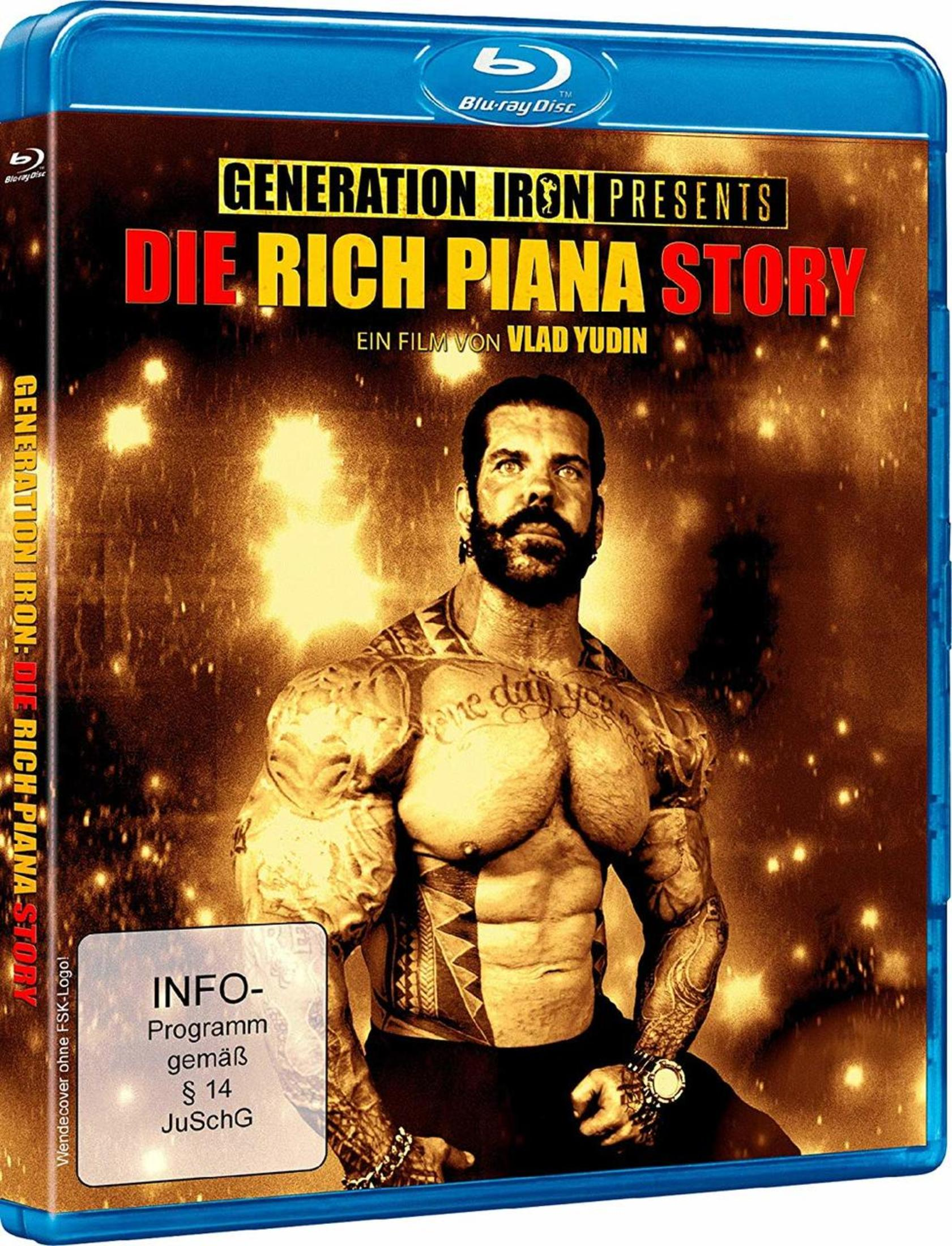 Custodia Blu-ray con Rich Piana, uomo muscoloso e tatuato, in primo piano.