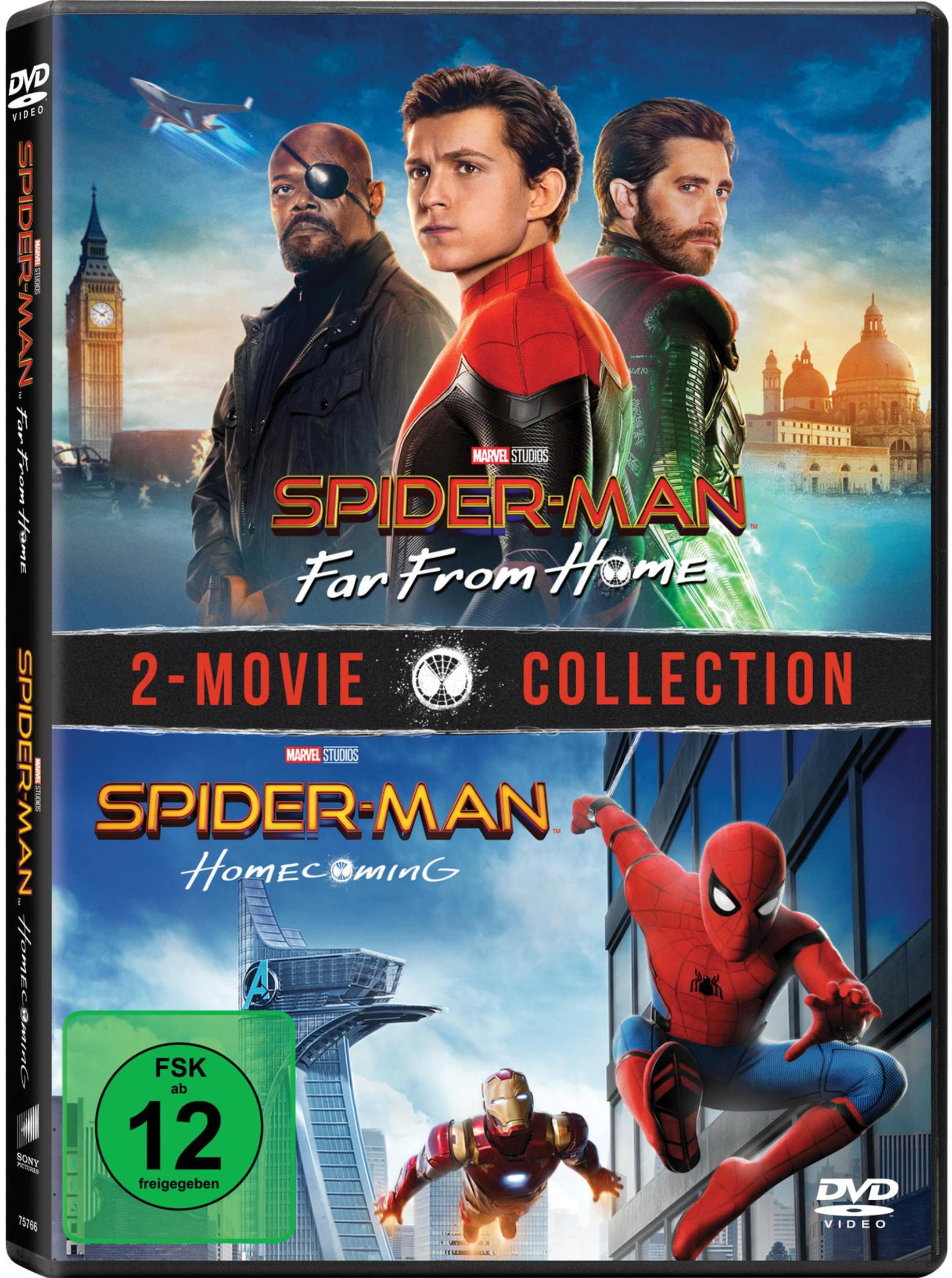 Copertina DVD: Spider-Man con Nick Fury, Mysterio, Iron Man e il Big Ben.