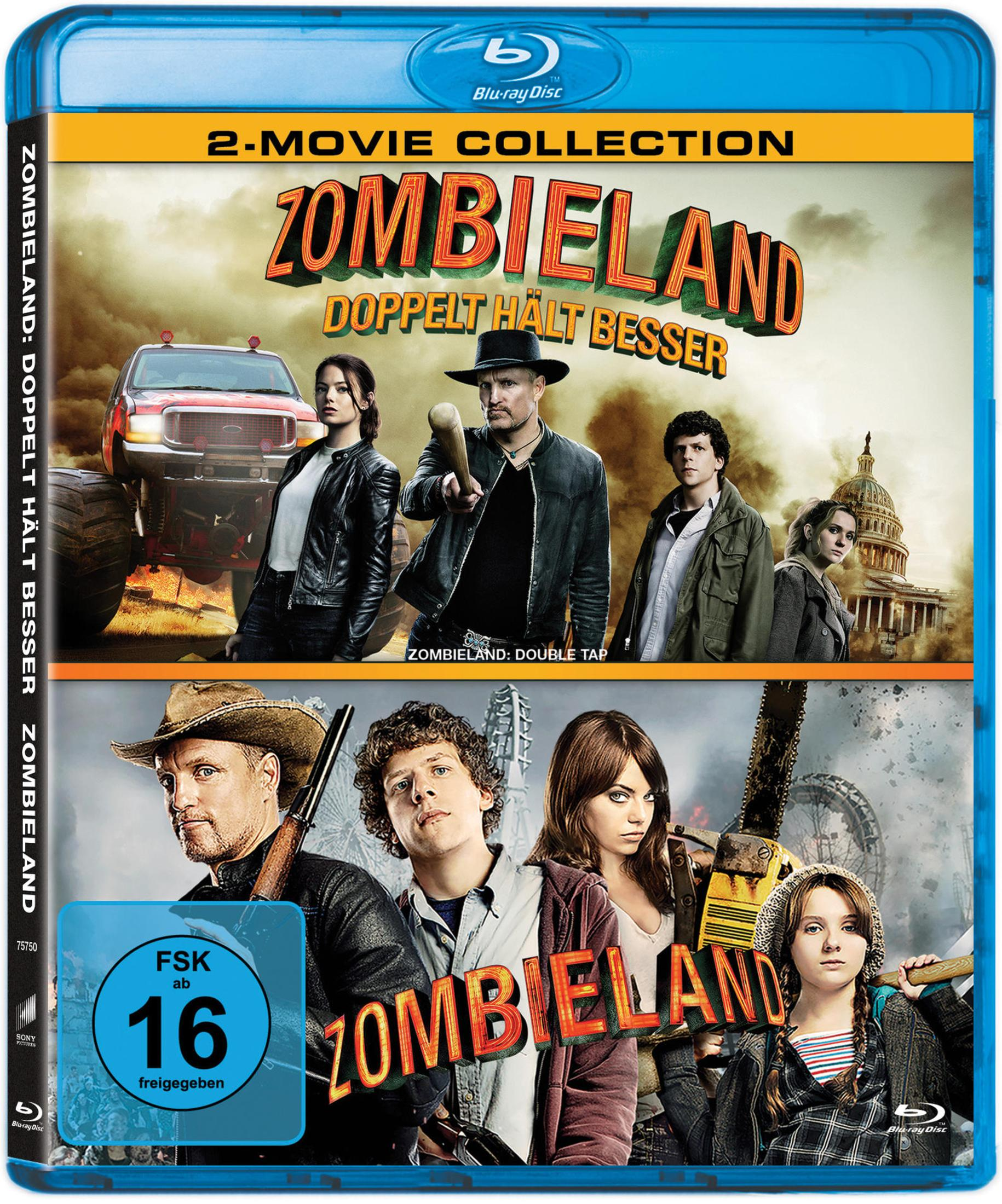 Custodia Blu-ray Zombieland Collezione 2 Film con cast, monster truck e Campidoglio.