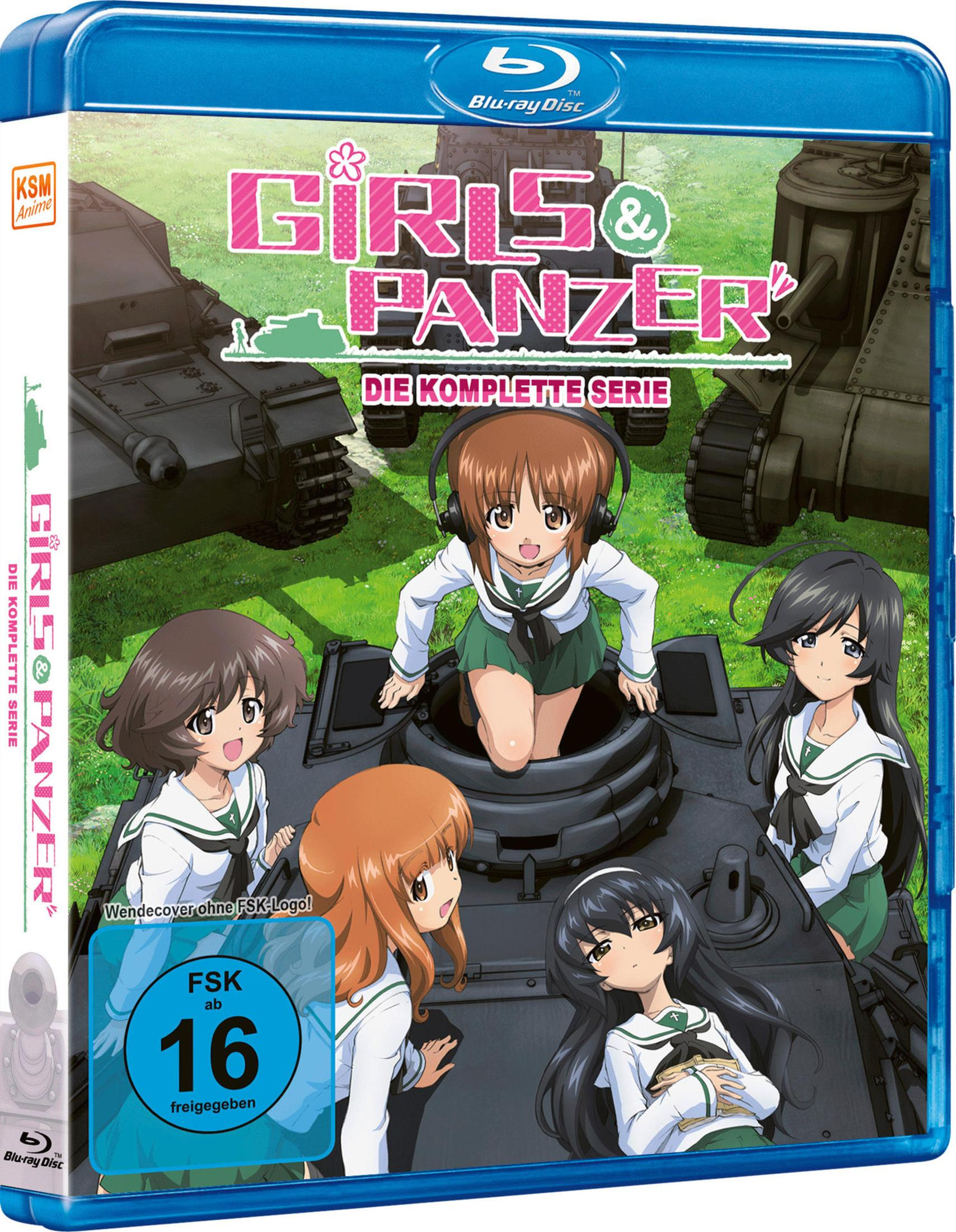 Copertina Blu-ray anime: 5 ragazze in uniforme scolastica su carri armati davanti a un prato verde.