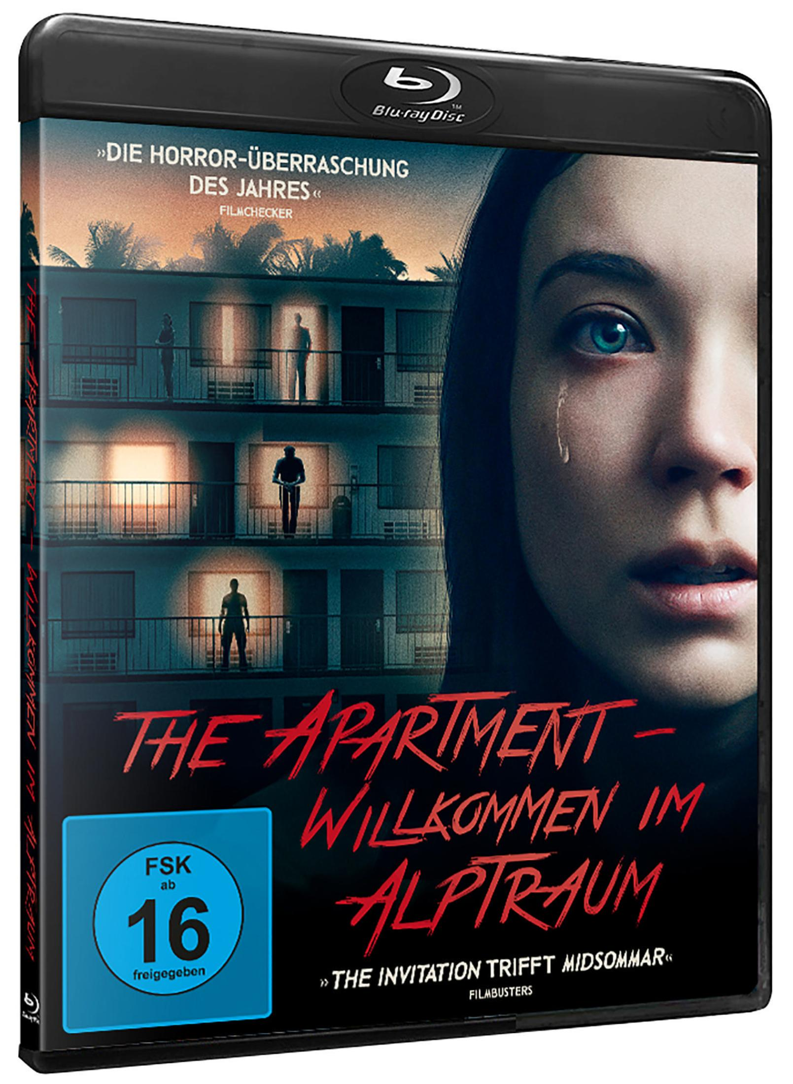 Copertina Blu-ray: "The Apartment" FSK 16. Una donna piange, con un palazzo dietro.