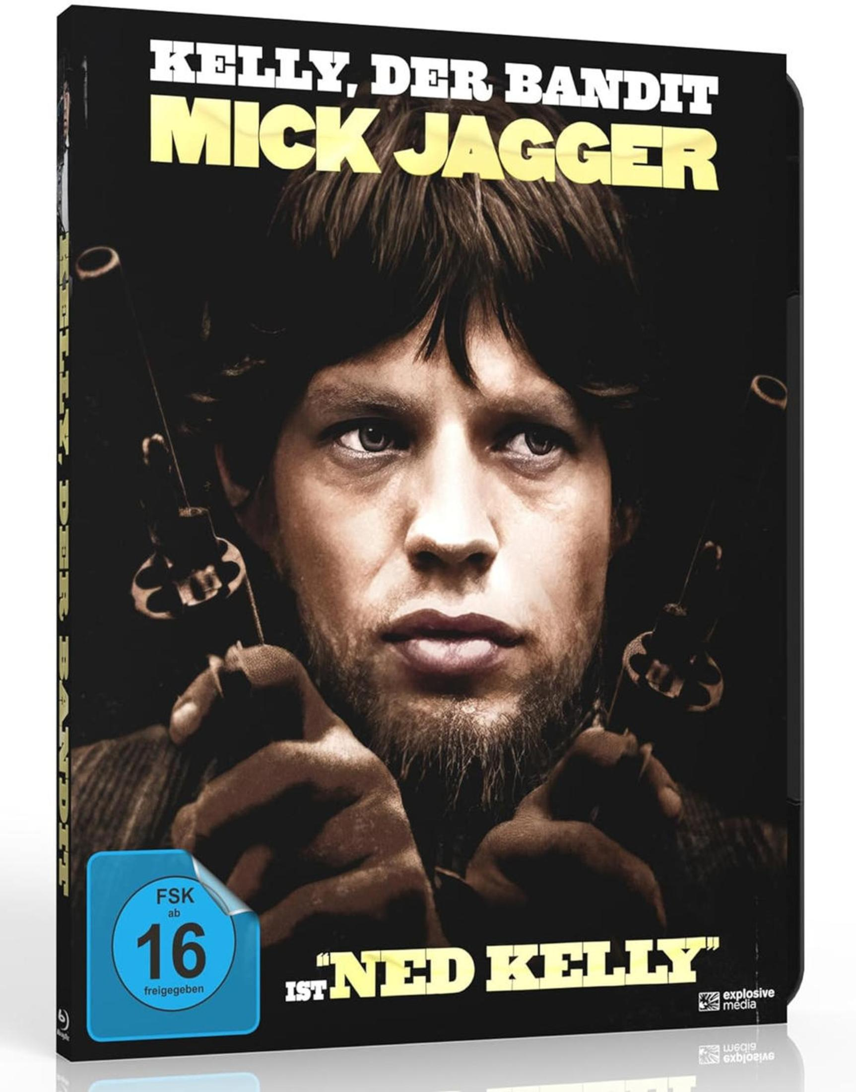 Mick Jagger tiene due rivoltelle sulla copertina di 'Kelly, Der Bandit'.