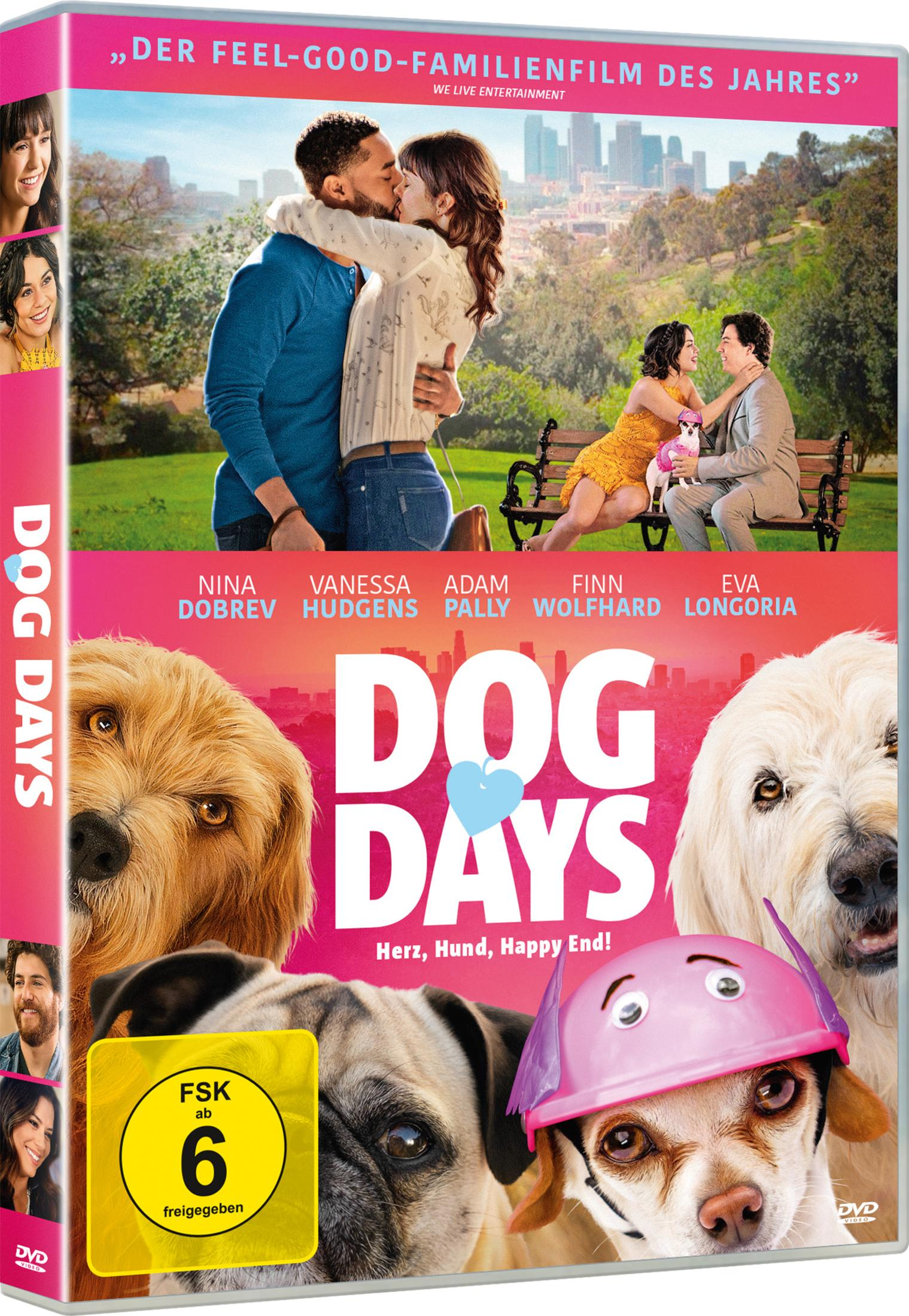Copertina DVD: Coppie che si baciano, persone su una panchina, cani, attori e titolo.