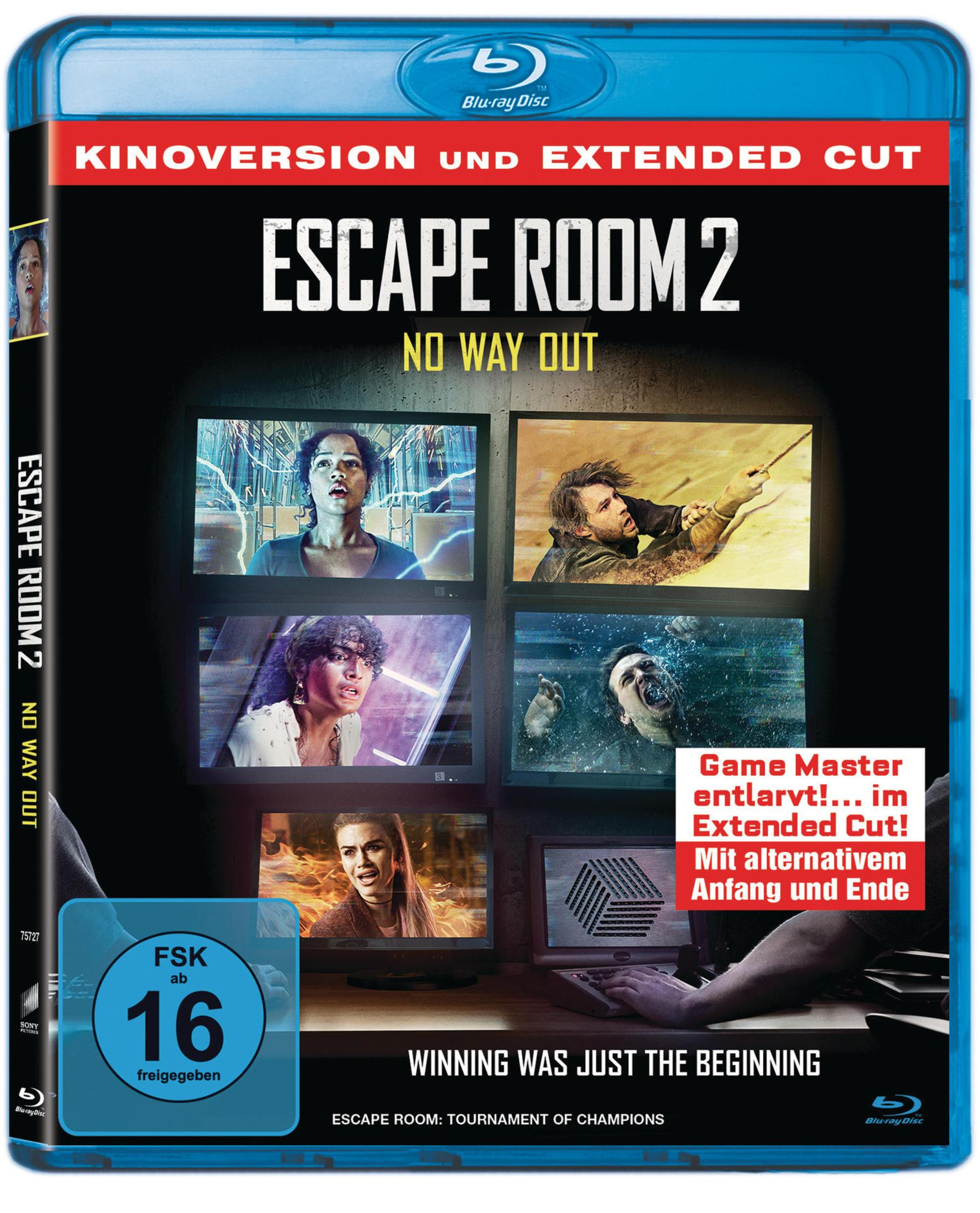 Blu-ray Cover für Escape Room 2 mit Szenen aus dem Film und Alterseinstufung.