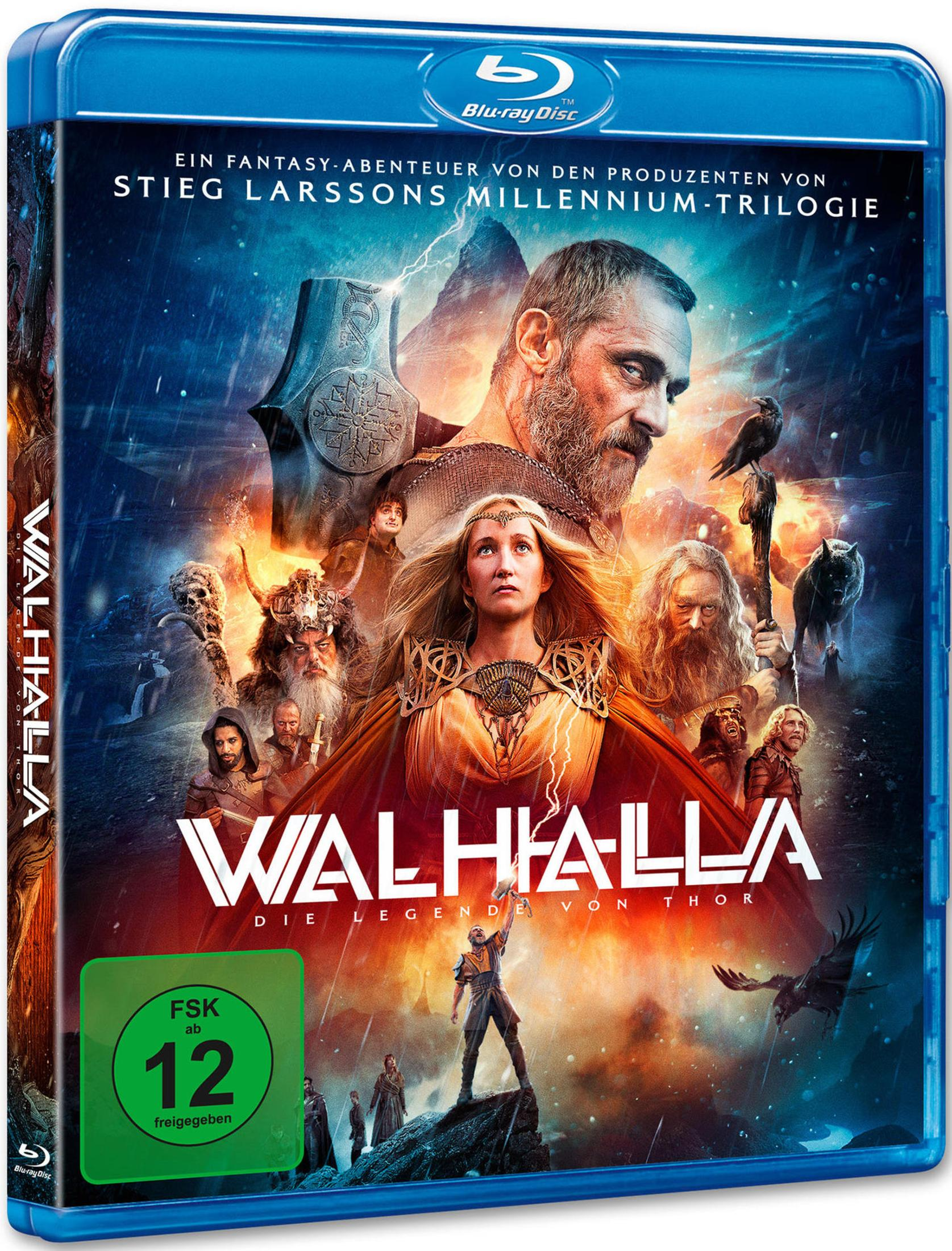 Copertina Blu-ray: Personaggi di Valhalla, Thor con martello, sigillo FSK 12.