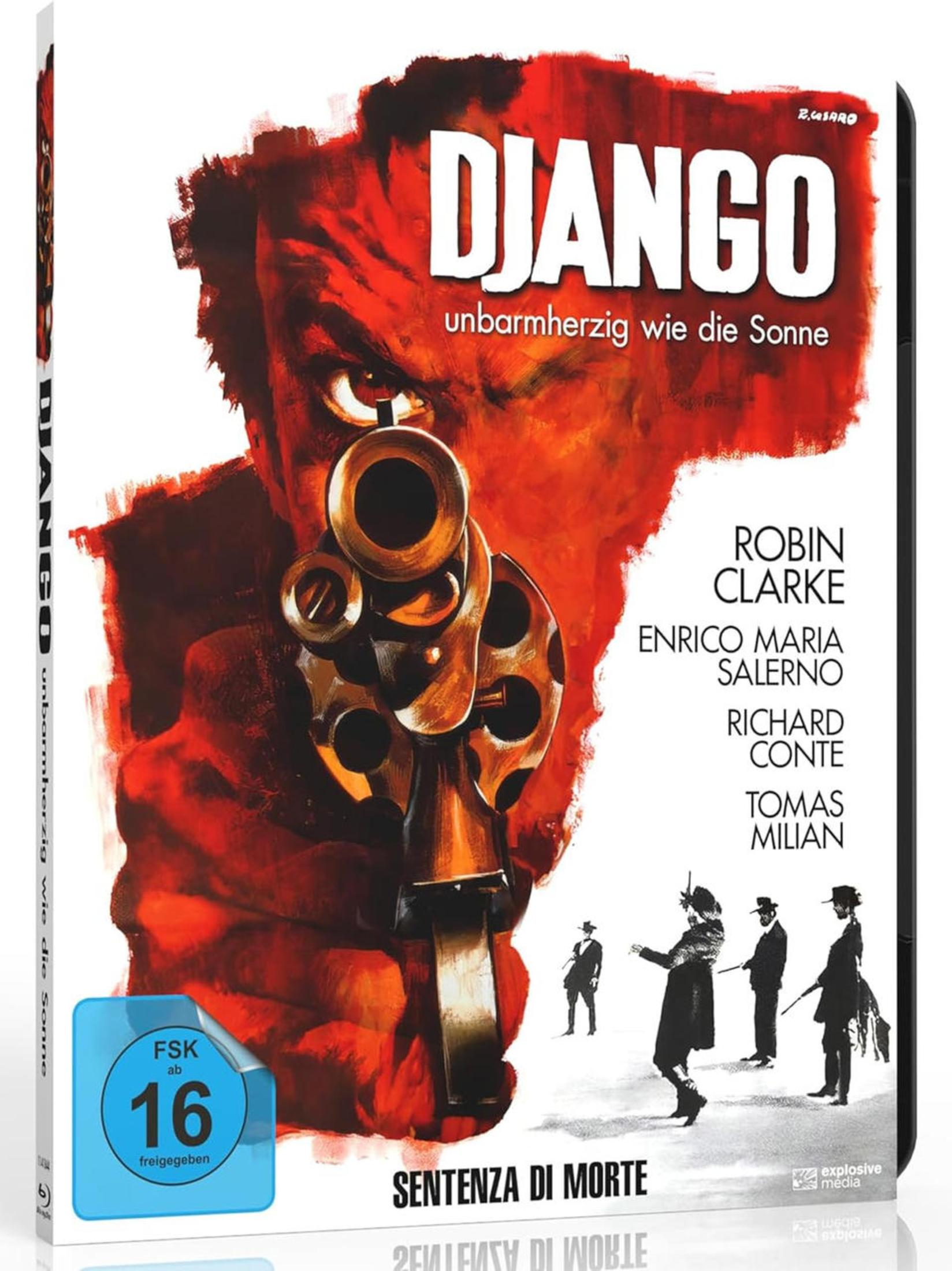 Poster del film con una pistola in primo piano e il titolo "Django".
