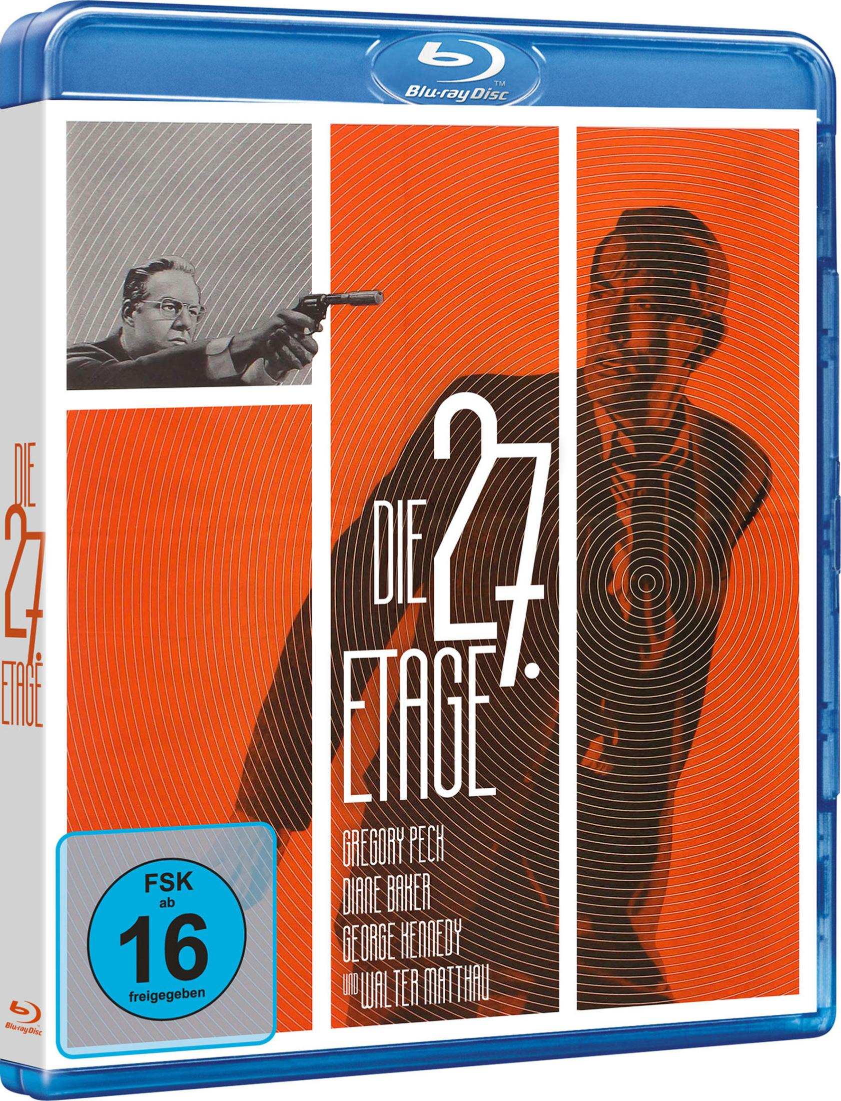 Blu-ray-Cover: Mann mit Waffe, "Die 27. Etage" Titel, FSK 16.