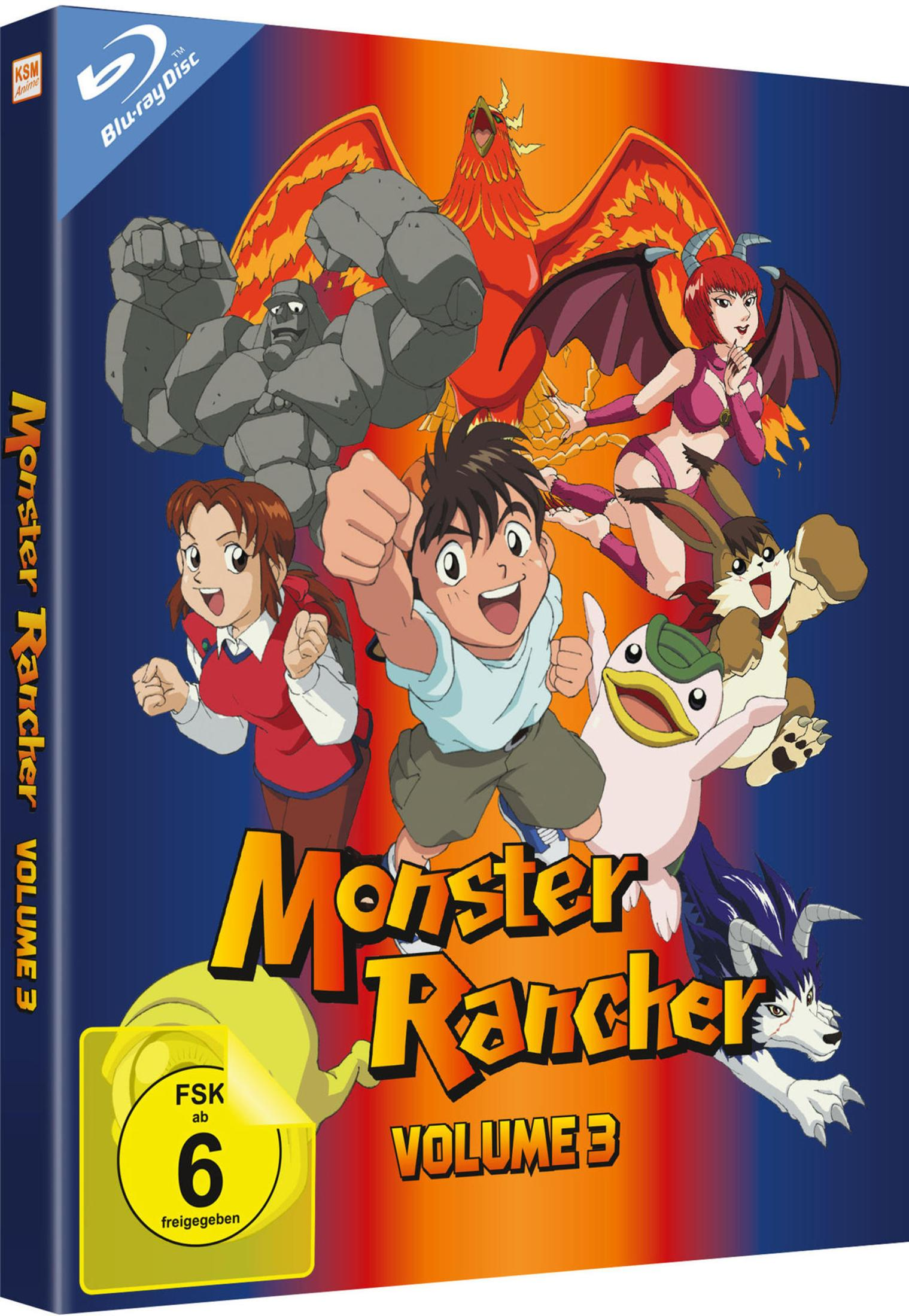 Monster Rancher Blu-ray Cover mit Charakteren und FSK 6 Logo.