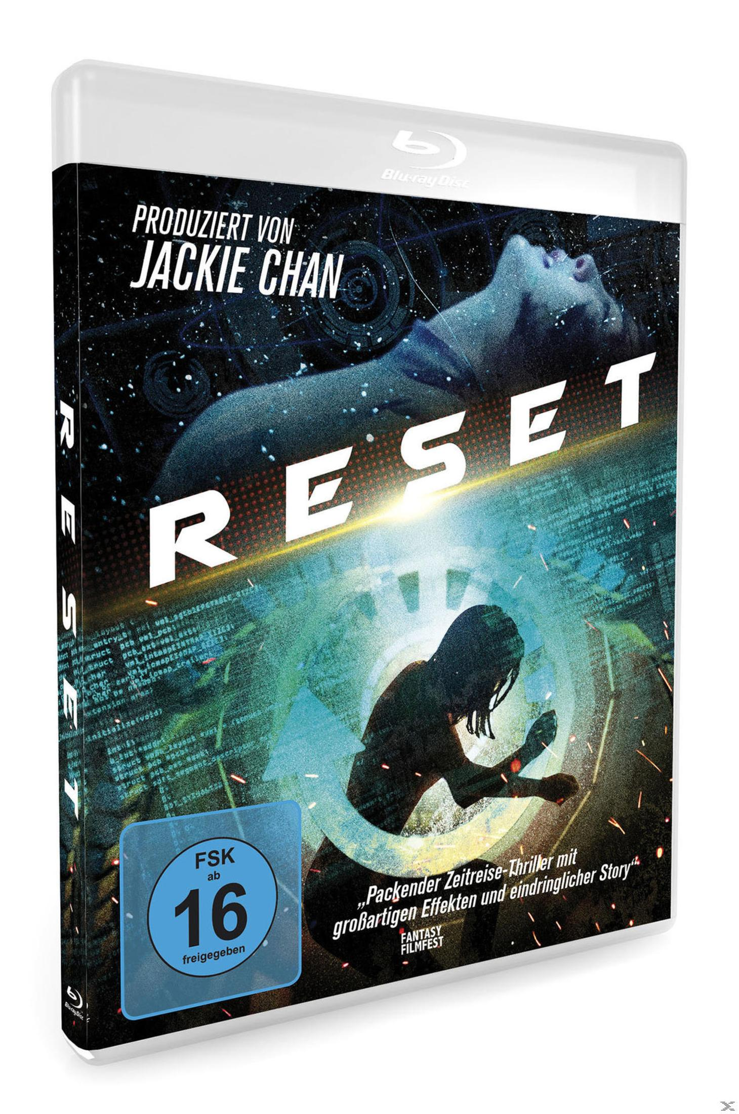 Copertina Blu-ray "RESET", prodotto da Jackie Chan, con rating FSK 16.