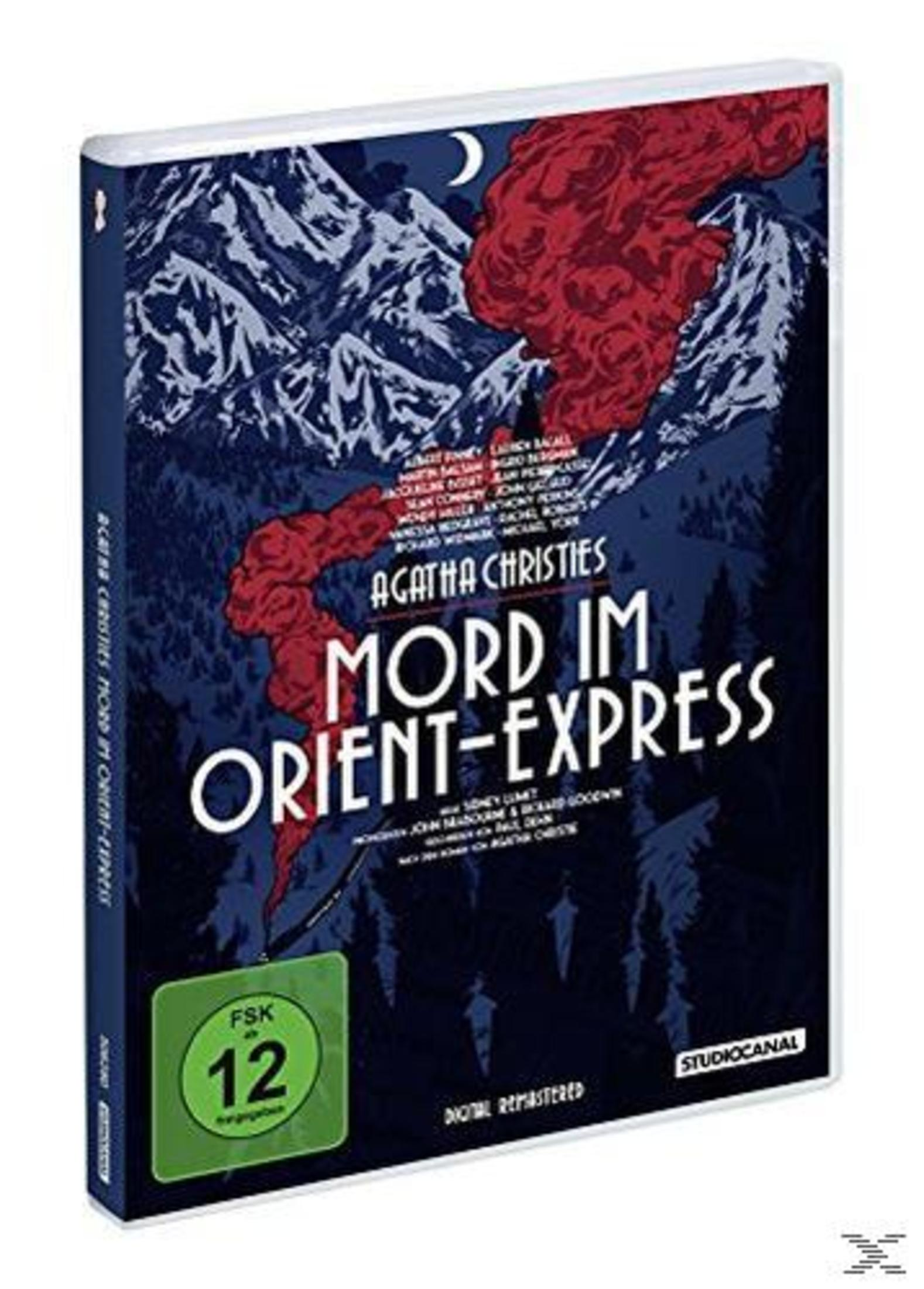 DVD-Cover von Agatha Christies Mord im Orient-Express, mit Bergen und roter Wolke.
