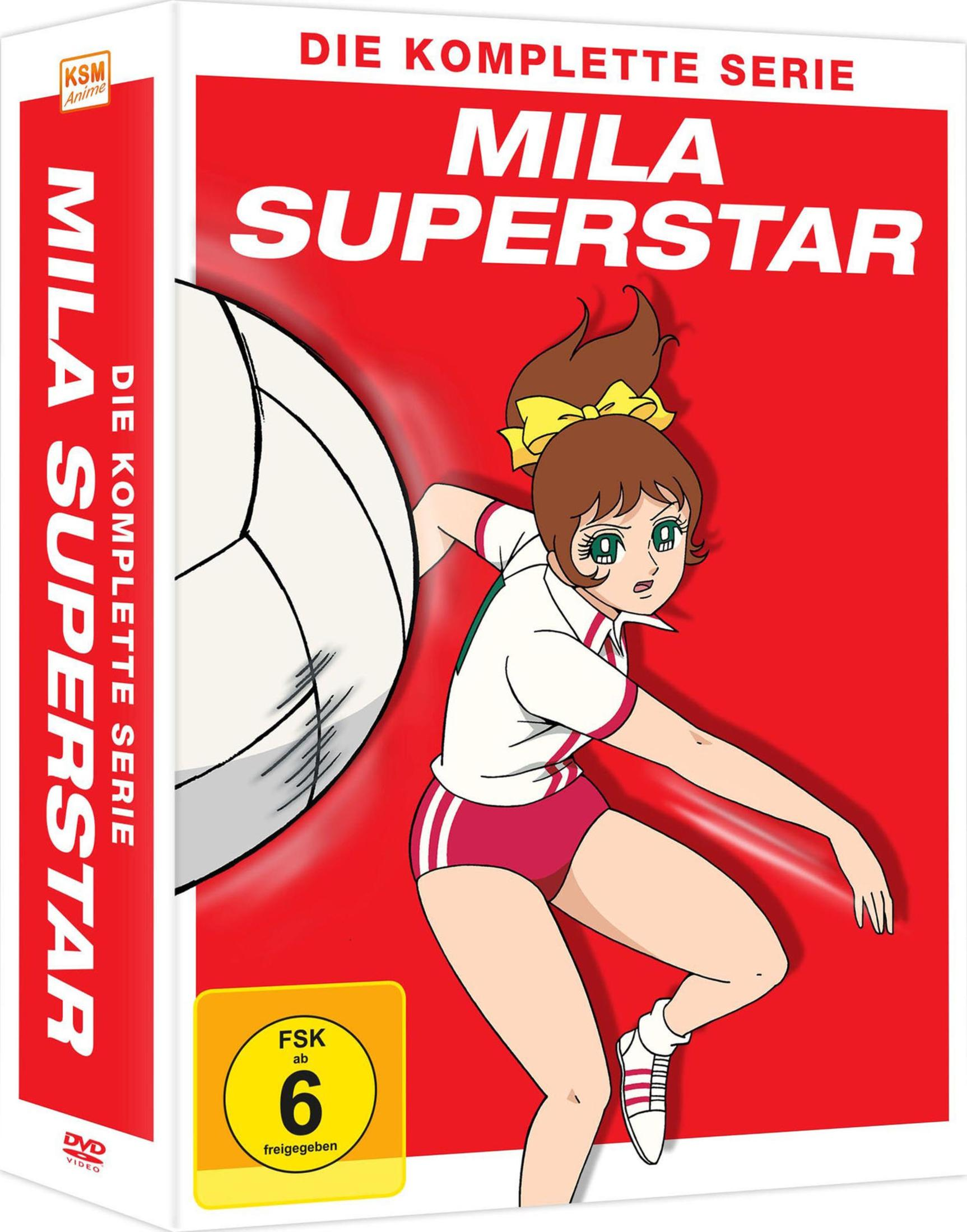 Anime-DVD-Cover: Mila Superstar mit Volleyball und FSK-6-Siegel.
