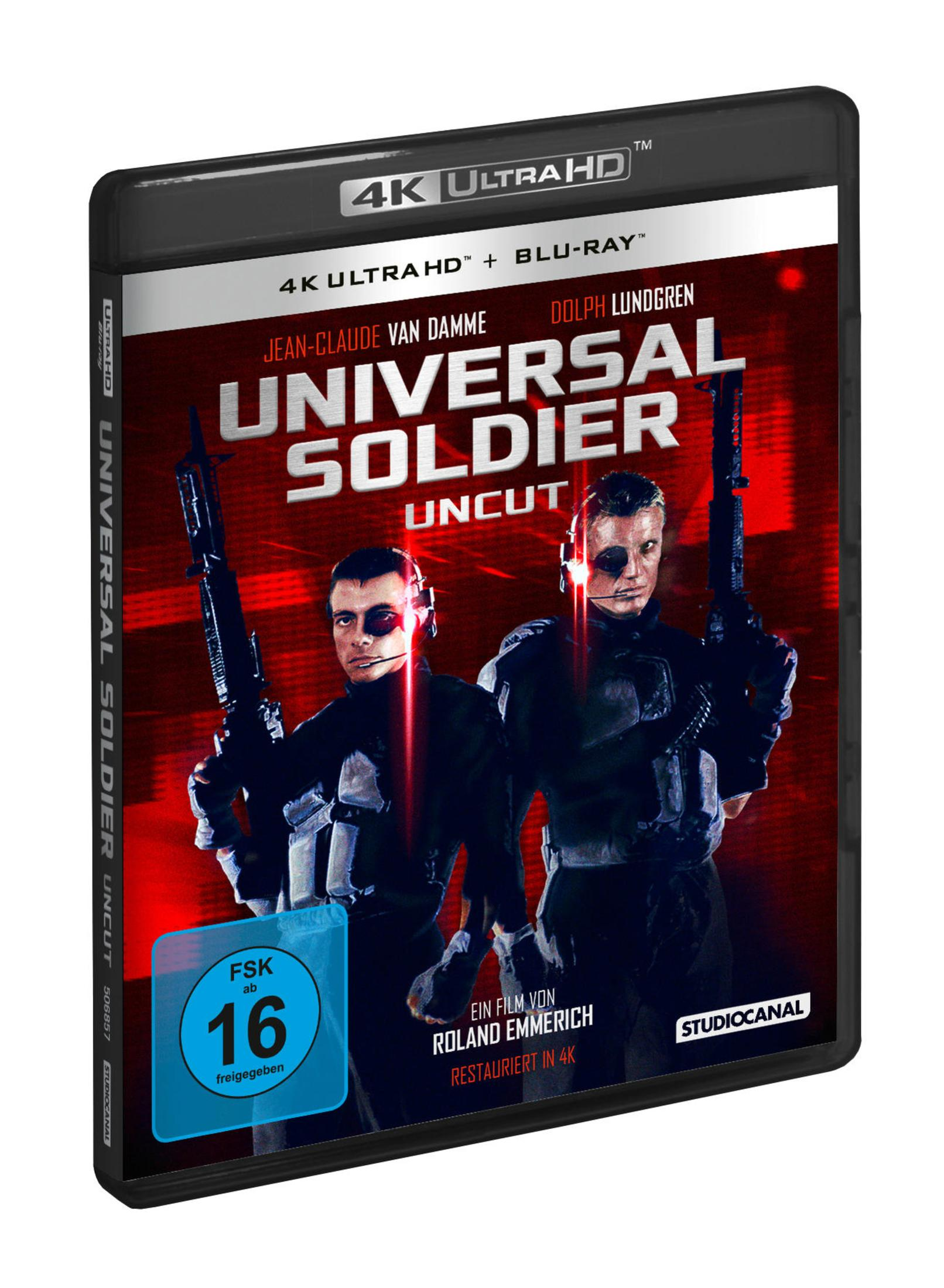 Universal Soldier Uncut Blu-ray Hülle mit Van Damme und Lundgren, FSK 16.