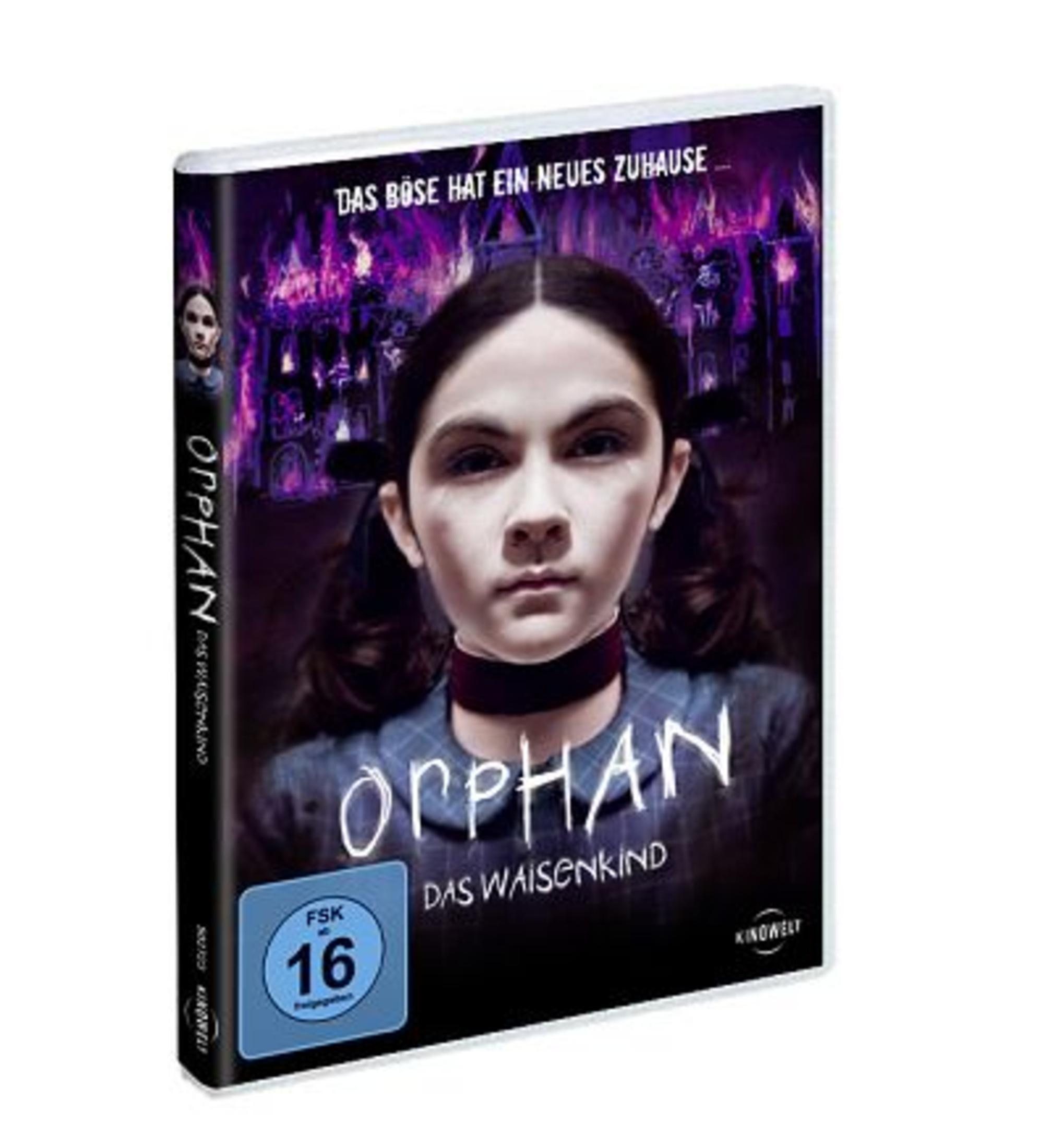 Copertina DVD: Una bambina inquietante con codini e girocollo davanti a una casa in fiamme.