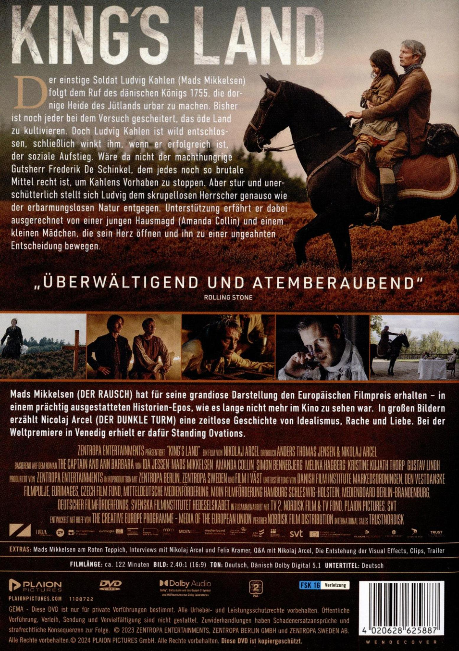 Poster del film 'King's Land' con Mads Mikkelsen e una ragazza a cavallo.